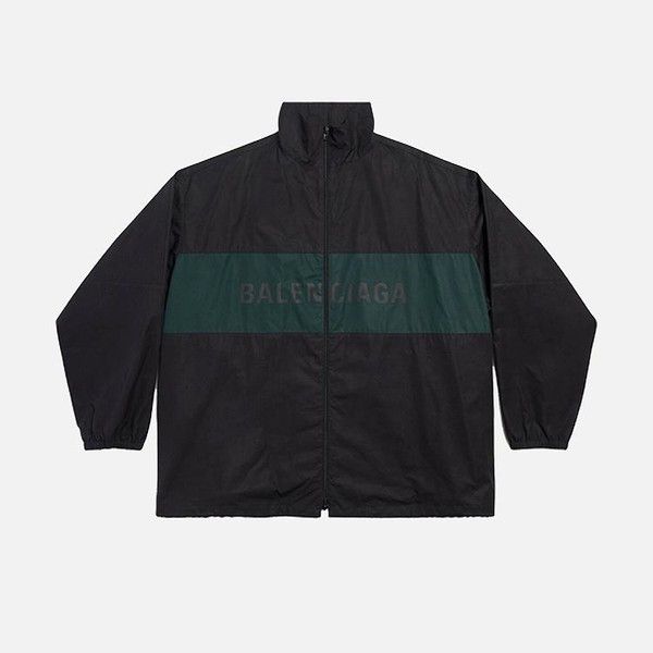 Balenciaga o1bcso1str0326 Logo Zip-Up Jacket in Black/Green Size US L / EU 52-54 / 3 - 1 Preview