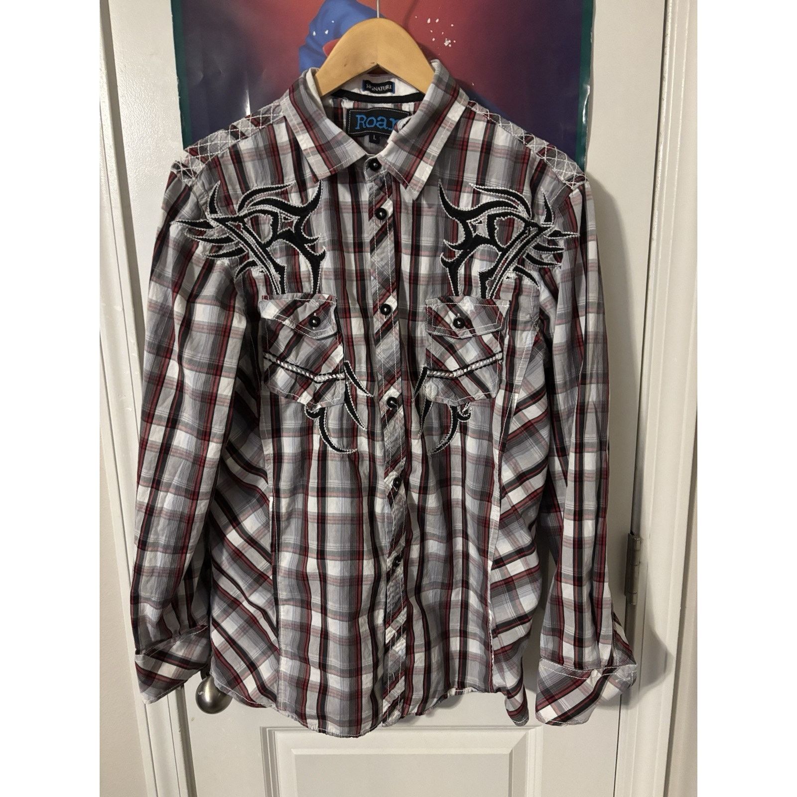 Vintage Roar Signature L Red Black Plaid Discord Western Cowboy Size US L / EU 52-54 / 3 - 8 Thumbnail