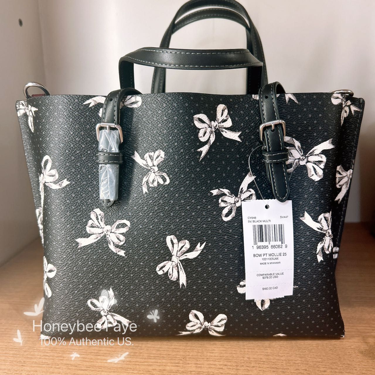 Coach NWT Coach Mollie Tote Bag 25 With Bow Print CY648 Size ONE SIZE - 2 Thumbnail