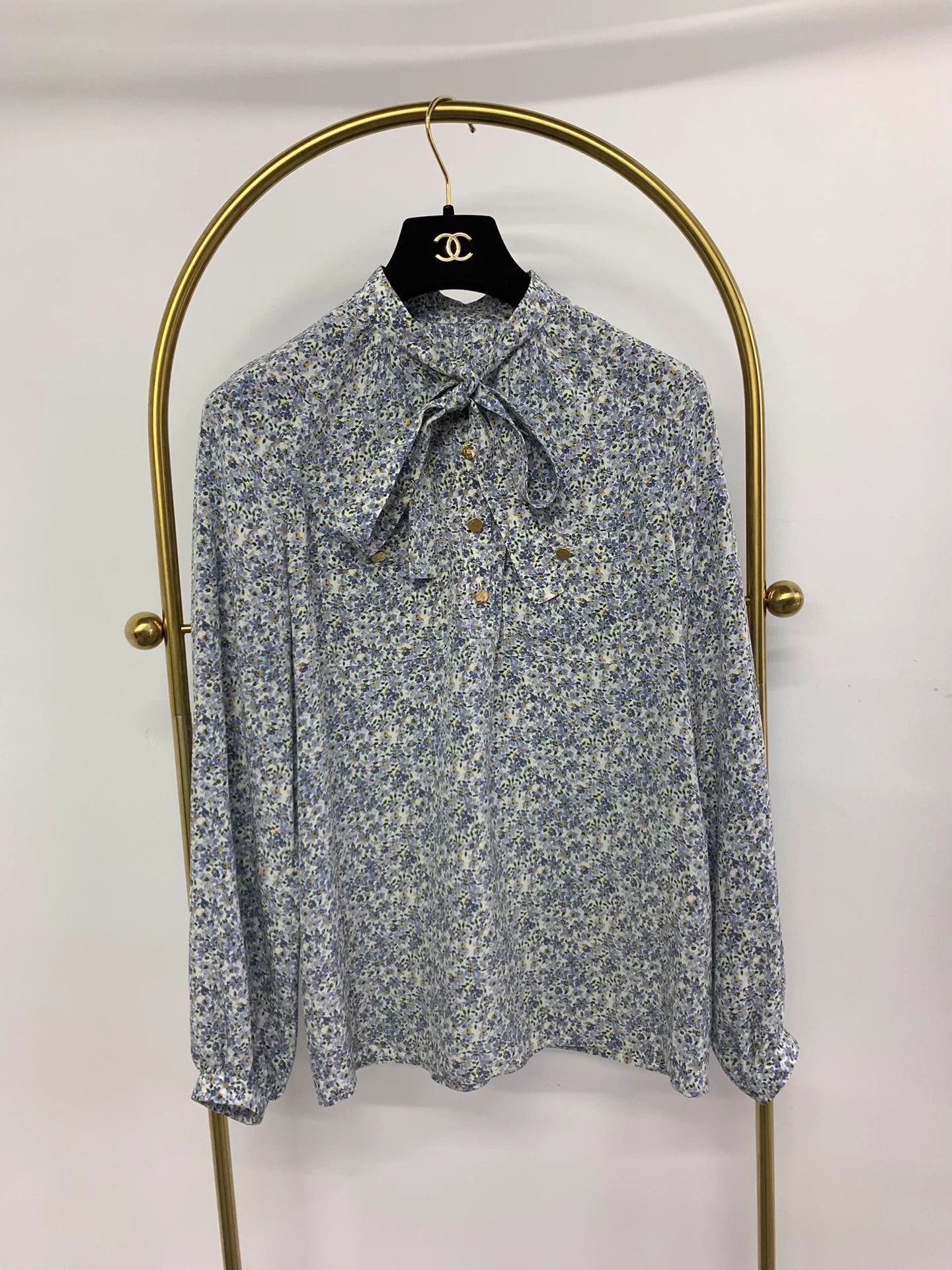 Celine CELINE French blue floral print shirt set 36/40 new Size XS / US 0-2 / IT 36-38 - 2 Thumbnail