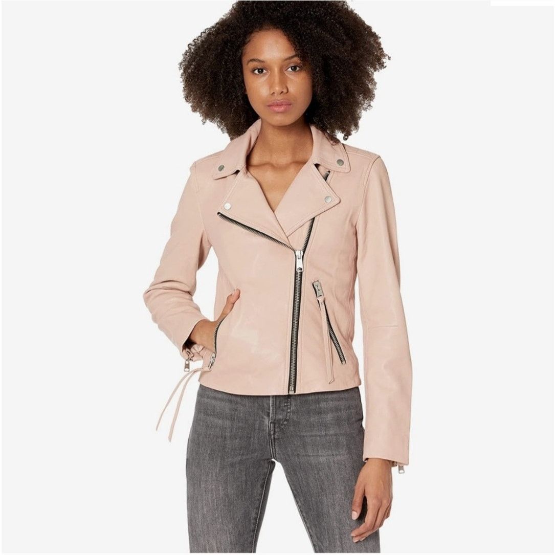 Pink All Saints Leather Jacket AllSaints Dalby Leather Biker