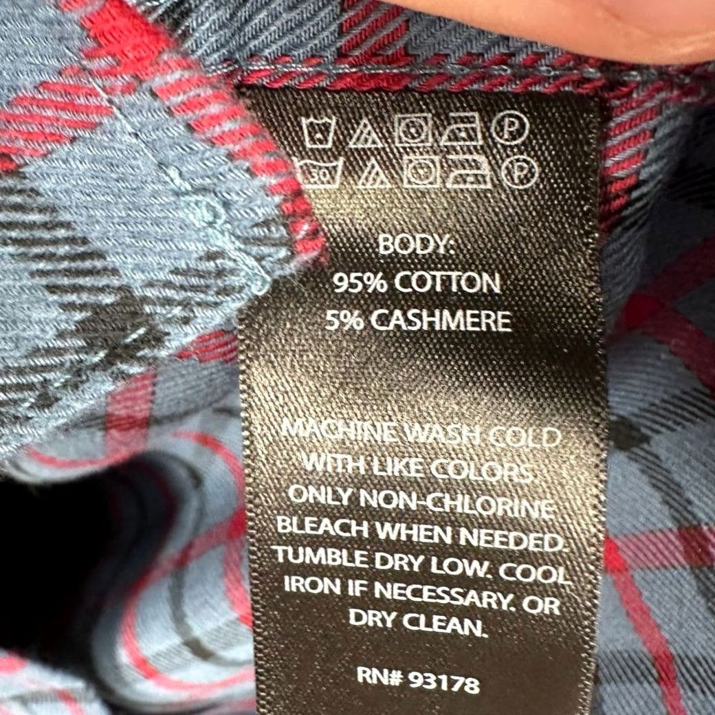 ASH VINTAGE Porter Ash Flannel Shirt Men XL Blue Plaid Cashmere Blend Button Down Pocket NEW Size US XL / EU 56 / 4 - 5 Thumbnail