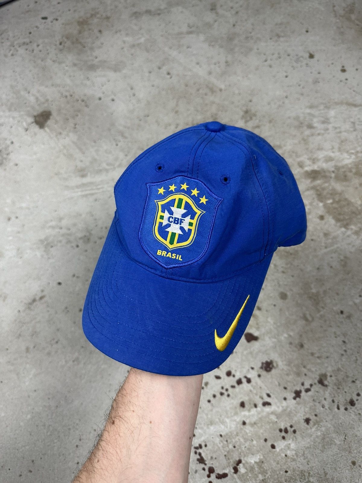 Nike Vintage Y2K Nike x Brasil Blue Hat Cap Swoosh Size ONE SIZE - 2 Thumbnail