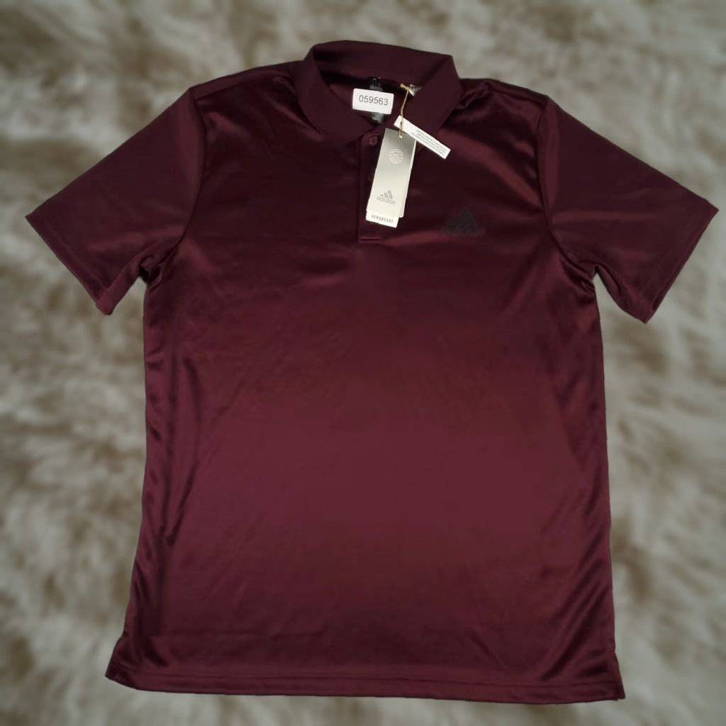 Adidas Polo Shirt Mens Large Maroon Golf Casual Short Sleeve Polo Shirt Mens Large Red Adidas Pattern Solid Button Logo