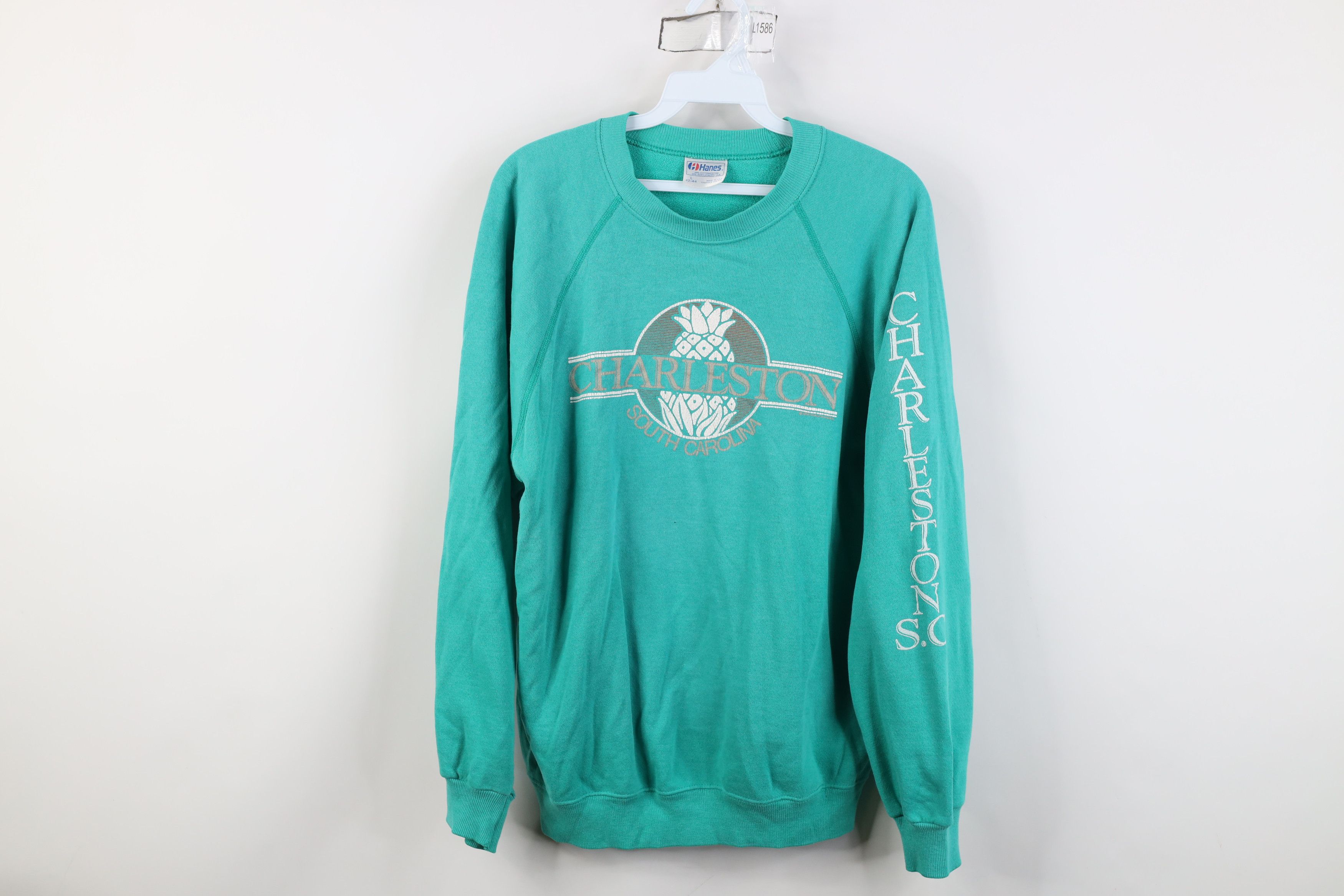 Vintage Vintage 90s Charleston South Carolina Sweatshirt Teal USA Size L / US 10 / IT 46 - 1 Thumbnail