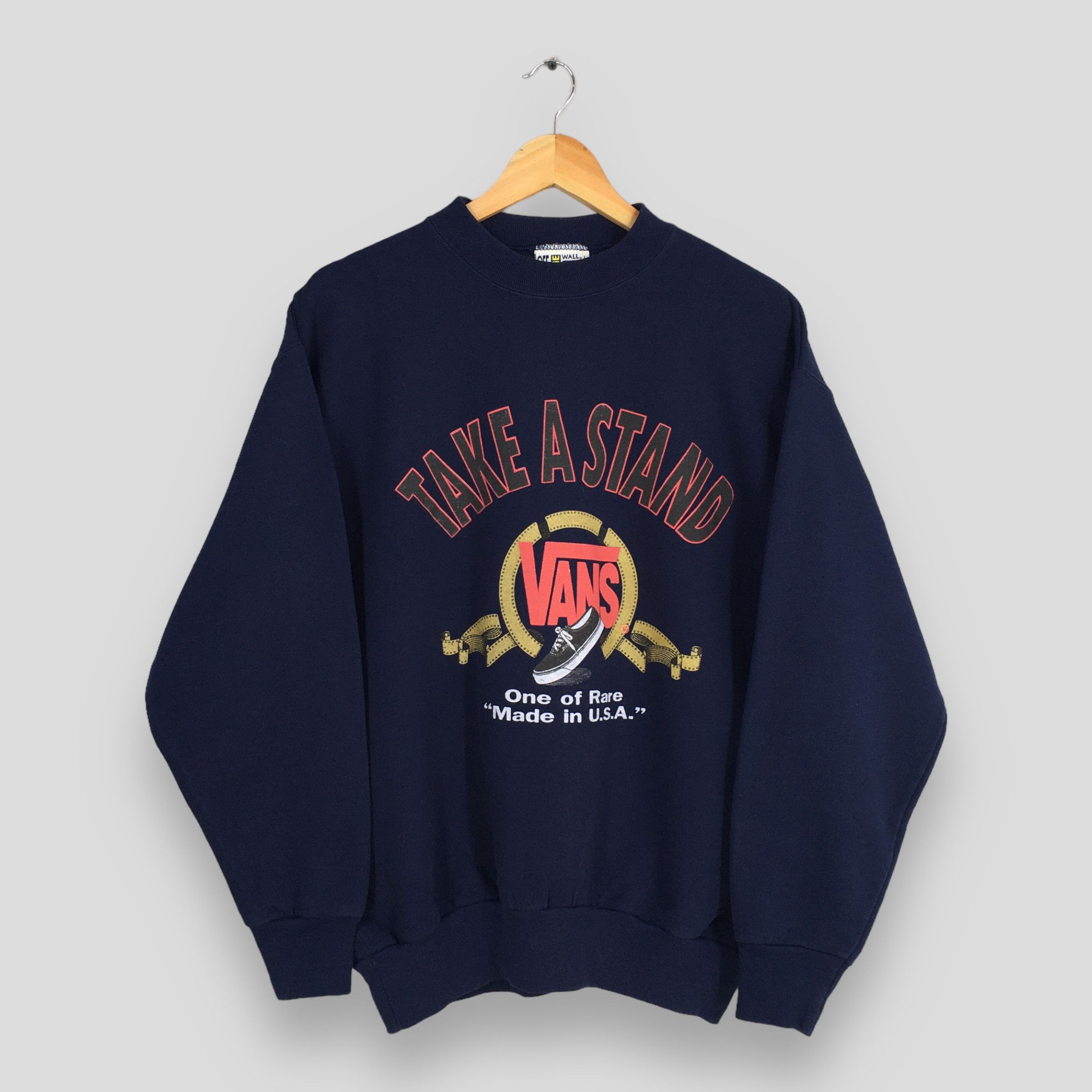 image of Made In USA x Skategang Vintage Vans Of The Wall Usa Sweatshirt Large in Blue, Men's