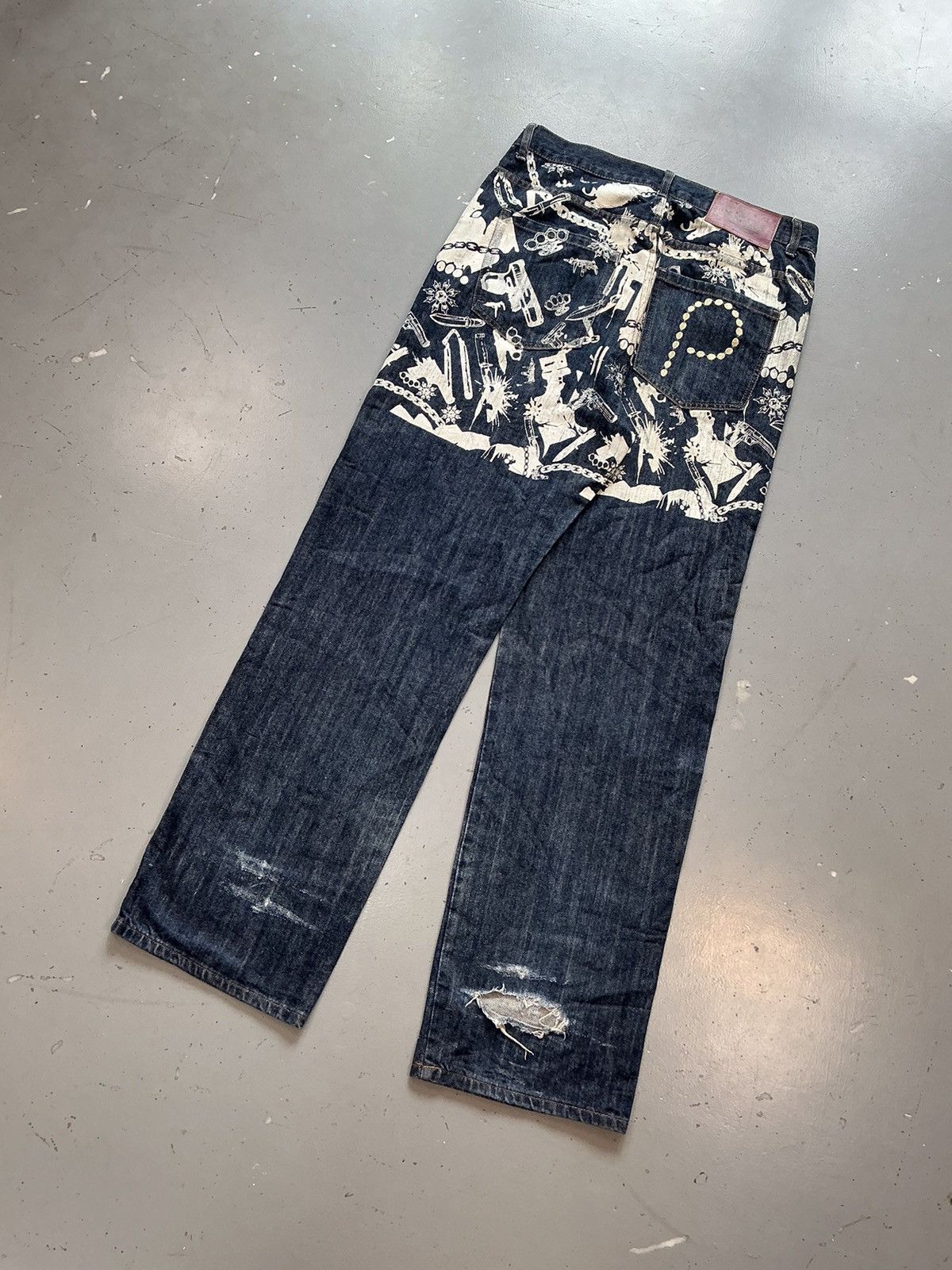 Designer × Vintage Vintage parish crazy patterns printed straight fit denim Size US 35 - 9 Thumbnail