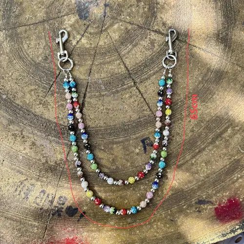 Jewelry Double Layer Colorful Lucky Beaded Wallet Chain, Pants Chain Size ONE SIZE - 2 Thumbnail