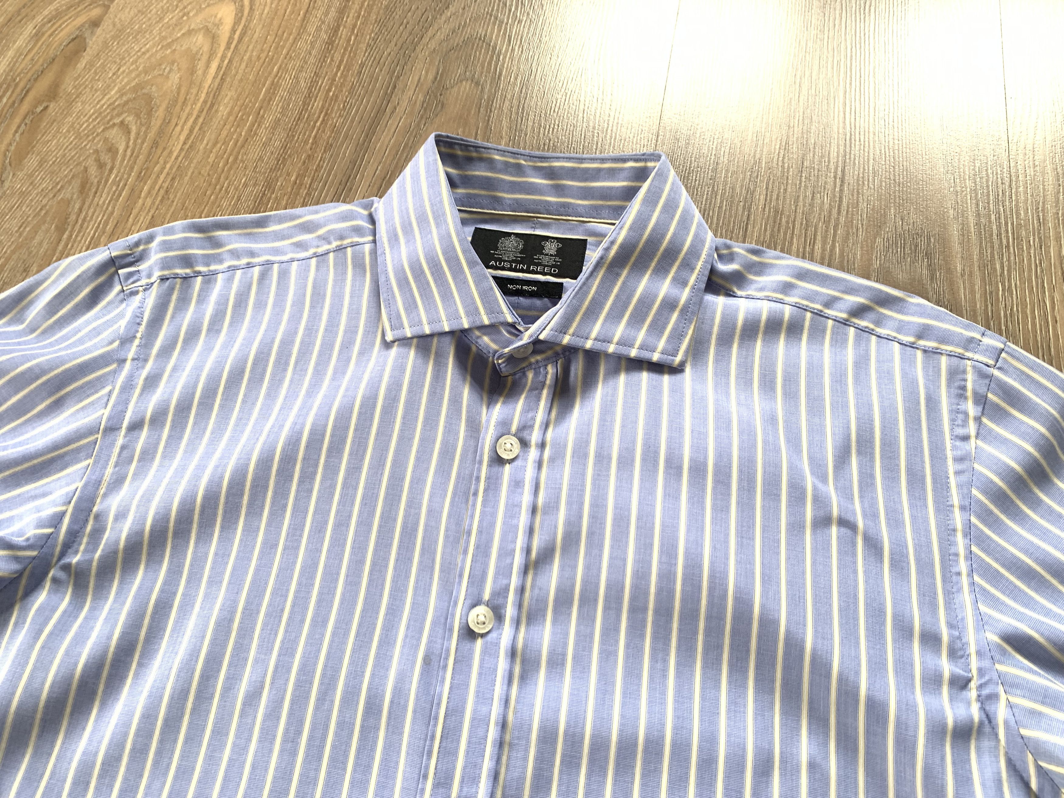Austin Reed Austin Reed Blue & White Stripe Cotton Dress Shirt Size US L / EU 52-54 / 3 - 4 Thumbnail