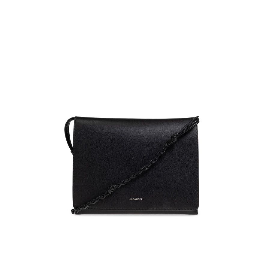 Jil Sander JIL SANDER Tangle Flat Medium Black Leather Shoulder Bag New Size ONE SIZE - 1 Thumbnail