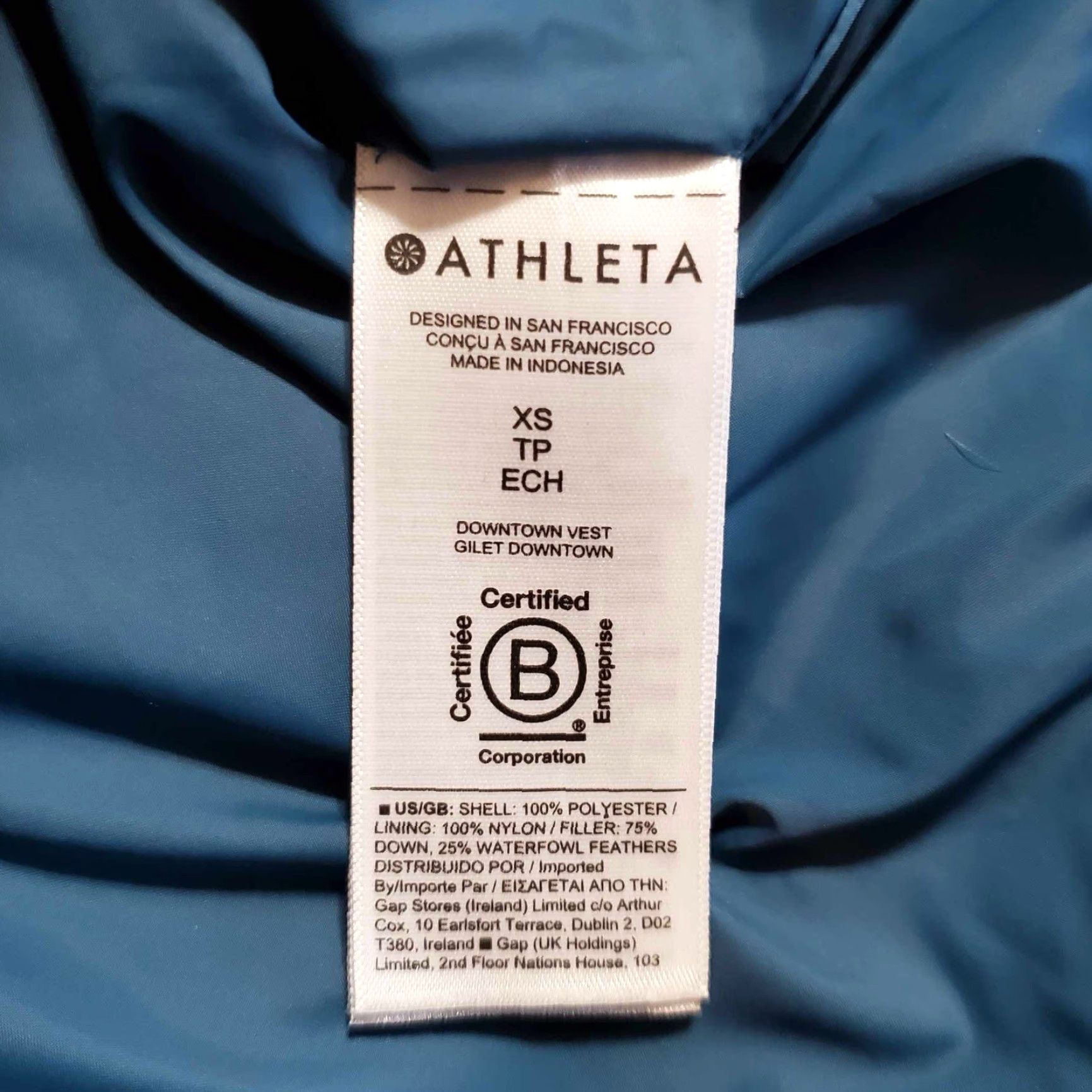 Athleta Athleta Puffer Vest Womens XS Teal Blue Down Filled Full Zip Pockets Downtown Size XS / US 0-2 / IT 36-38 - 3 Thumbnail