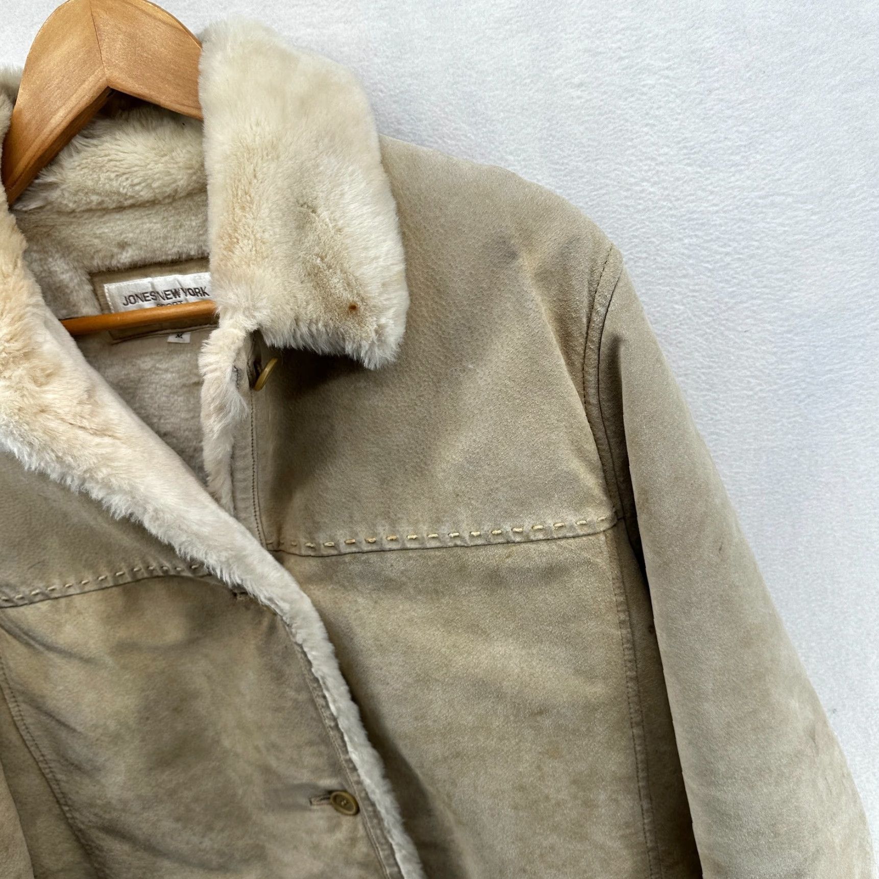 Jones New York Jones New York Sport Jacket Beige Women's M Faux Fur Long Sleeve Pockets Size M / US 6-8 / IT 42-44 - 5 Thumbnail