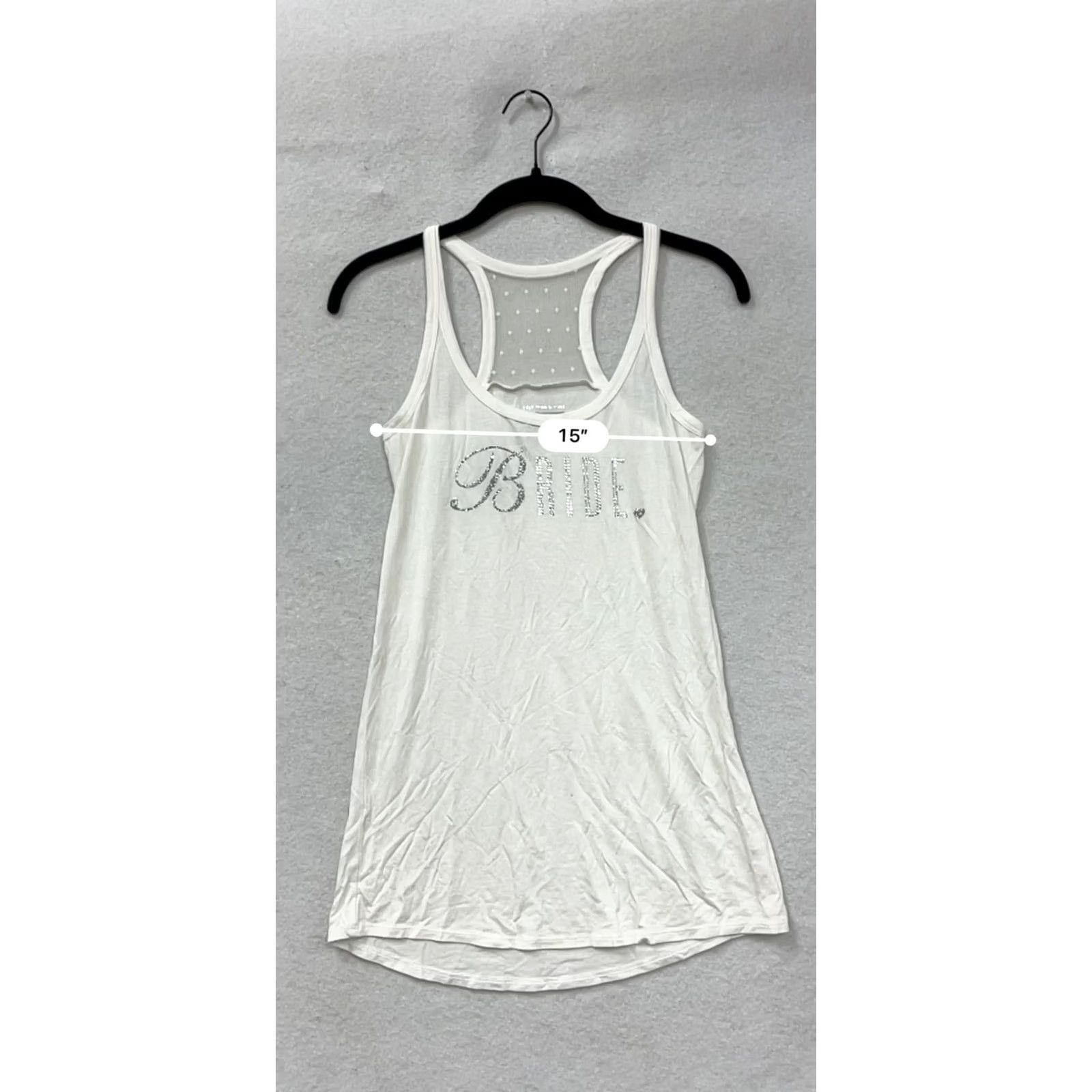 Victoria's Secret Victoria's Secret Tank Womens M White Bride Rhinestone Lettering Shirt Size M / US 6-8 / IT 42-44 - 8 Thumbnail