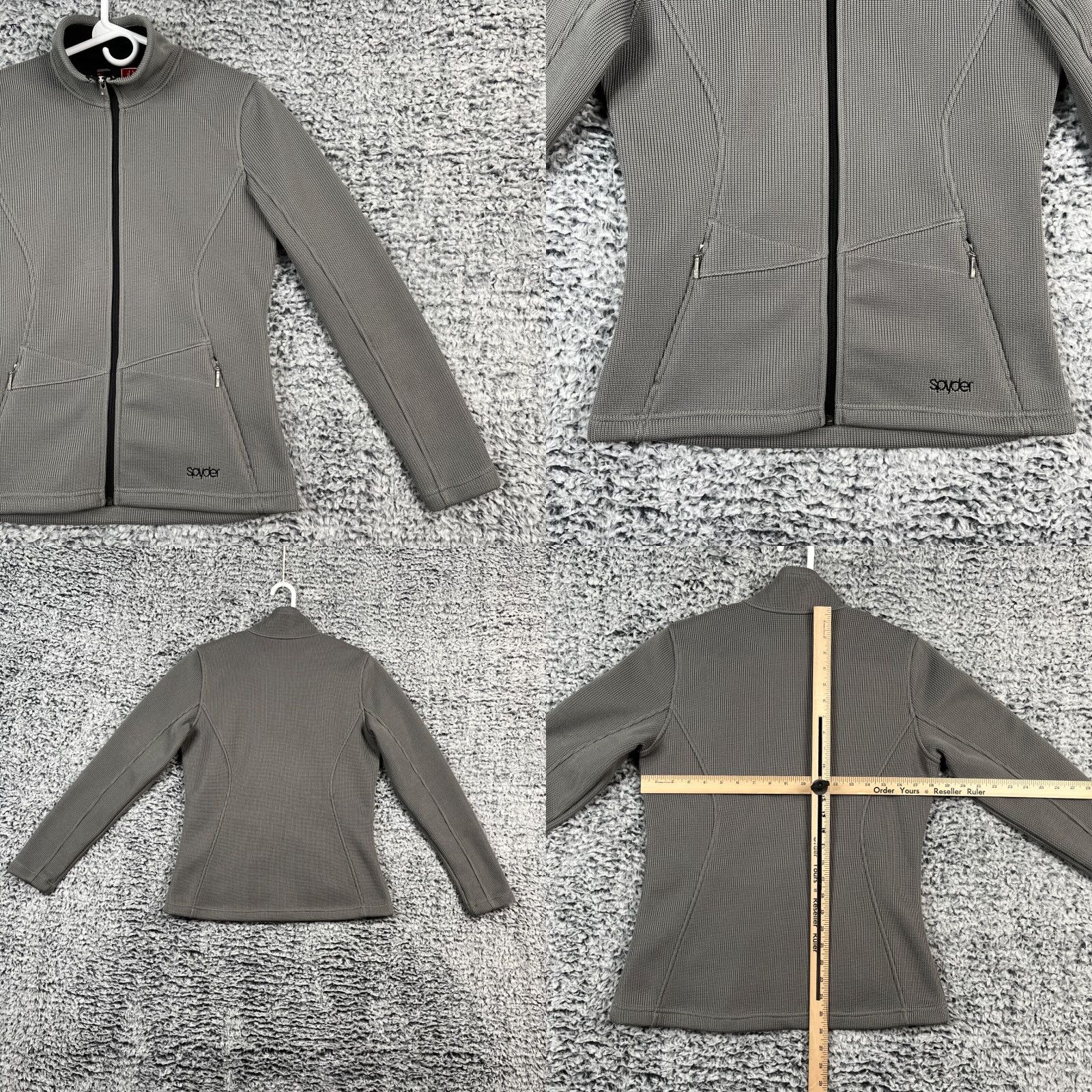 Spyder Spyder Jacket Womens Medium Gray Knit Full Zip Slim Fit Pockets Lining: Fleece Poly Size L / US 10 / IT 46 - 8 Thumbnail