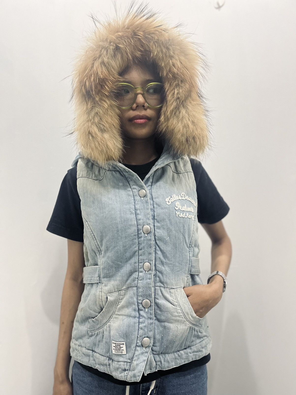 Japanese Brand Vest Denim Fur Double Hoodie by Backs Satisfaction Size US L / EU 52-54 / 3 - 1 Thumbnail