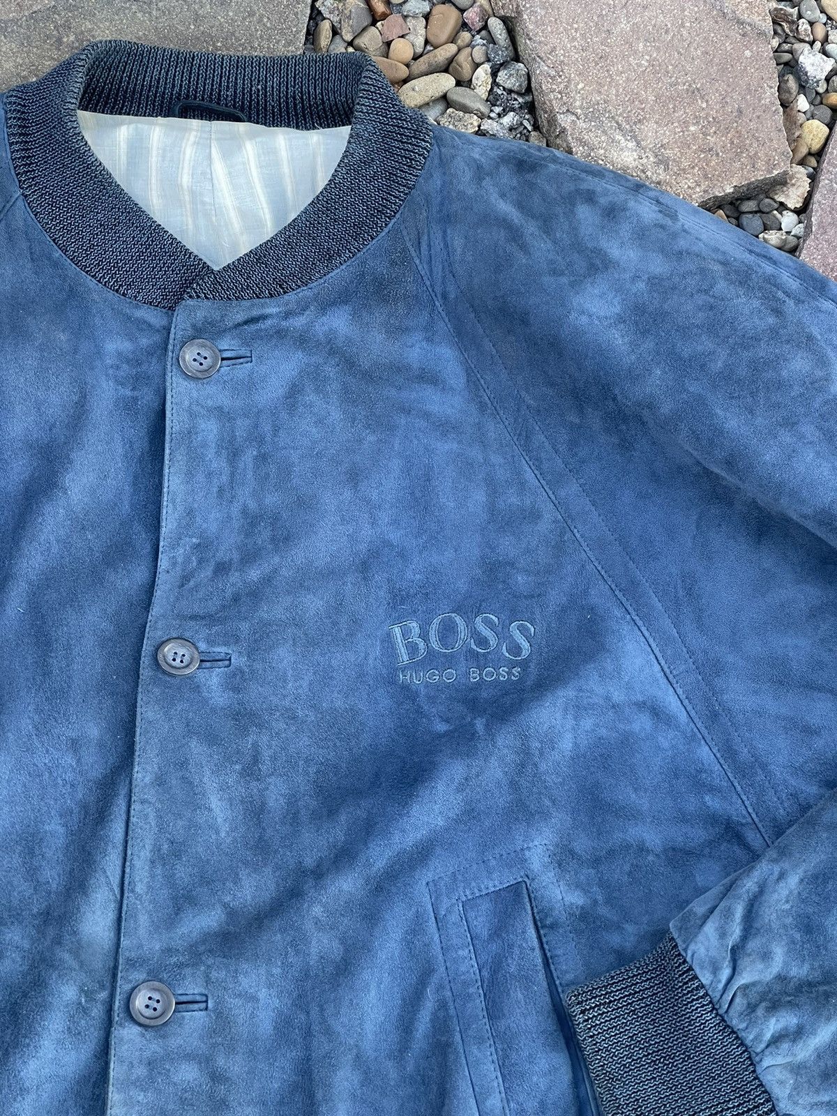 Hugo Boss × Vintage 90’s Boss Luxury navy suede bomber jacket vintage leather Size US L / EU 52-54 / 3 - 8 Thumbnail