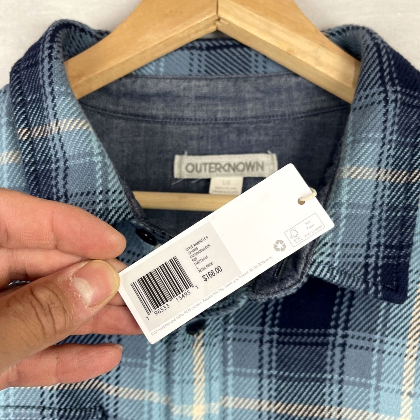 Outerknown Outerknown Blanket Shirt Mens Large Blue Plaid Flannel Surf Button Up Size US L / EU 52-54 / 3 - 5 Thumbnail