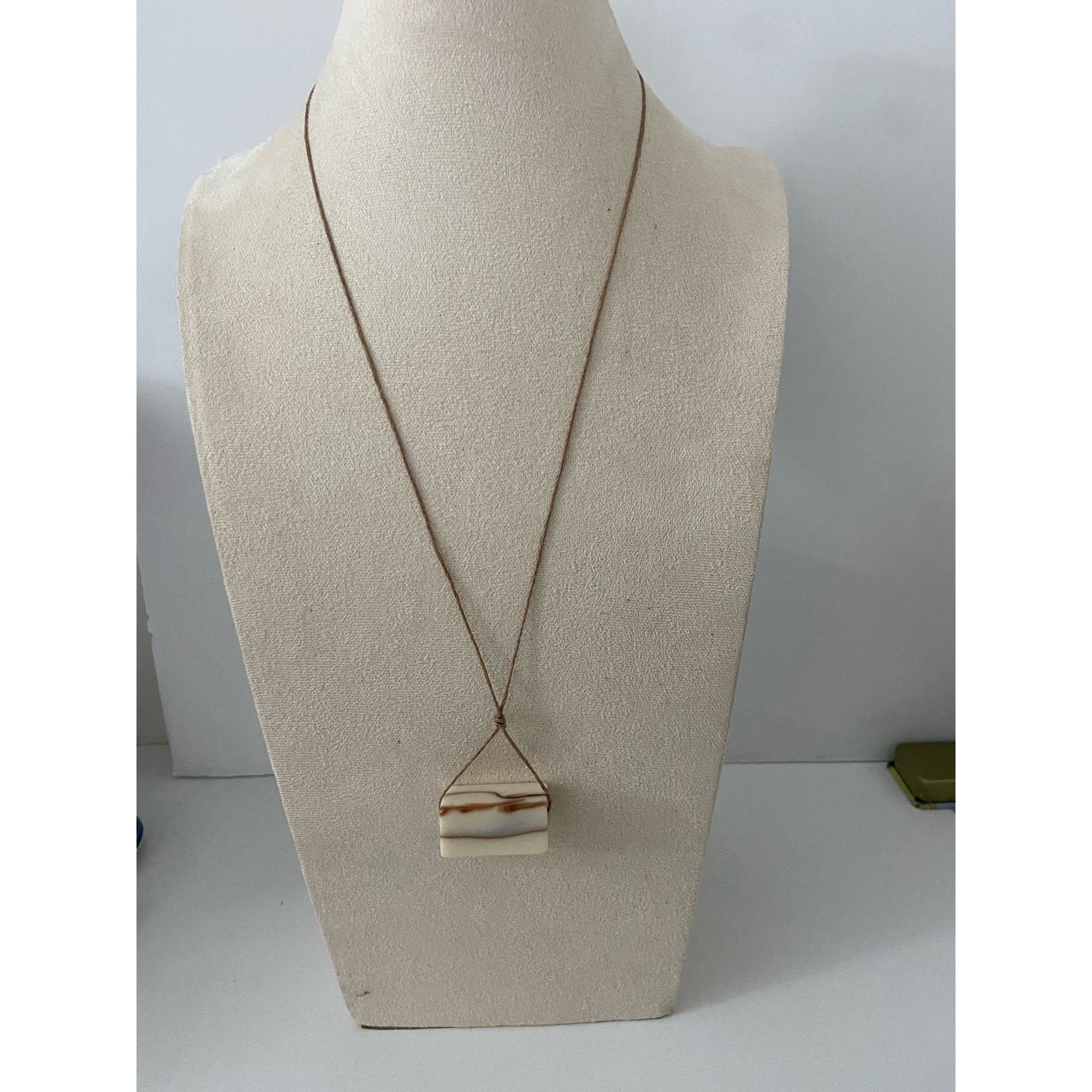 Other Handmade brown and cream rectangle pendant necklace Size ONE SIZE - 1 Thumbnail