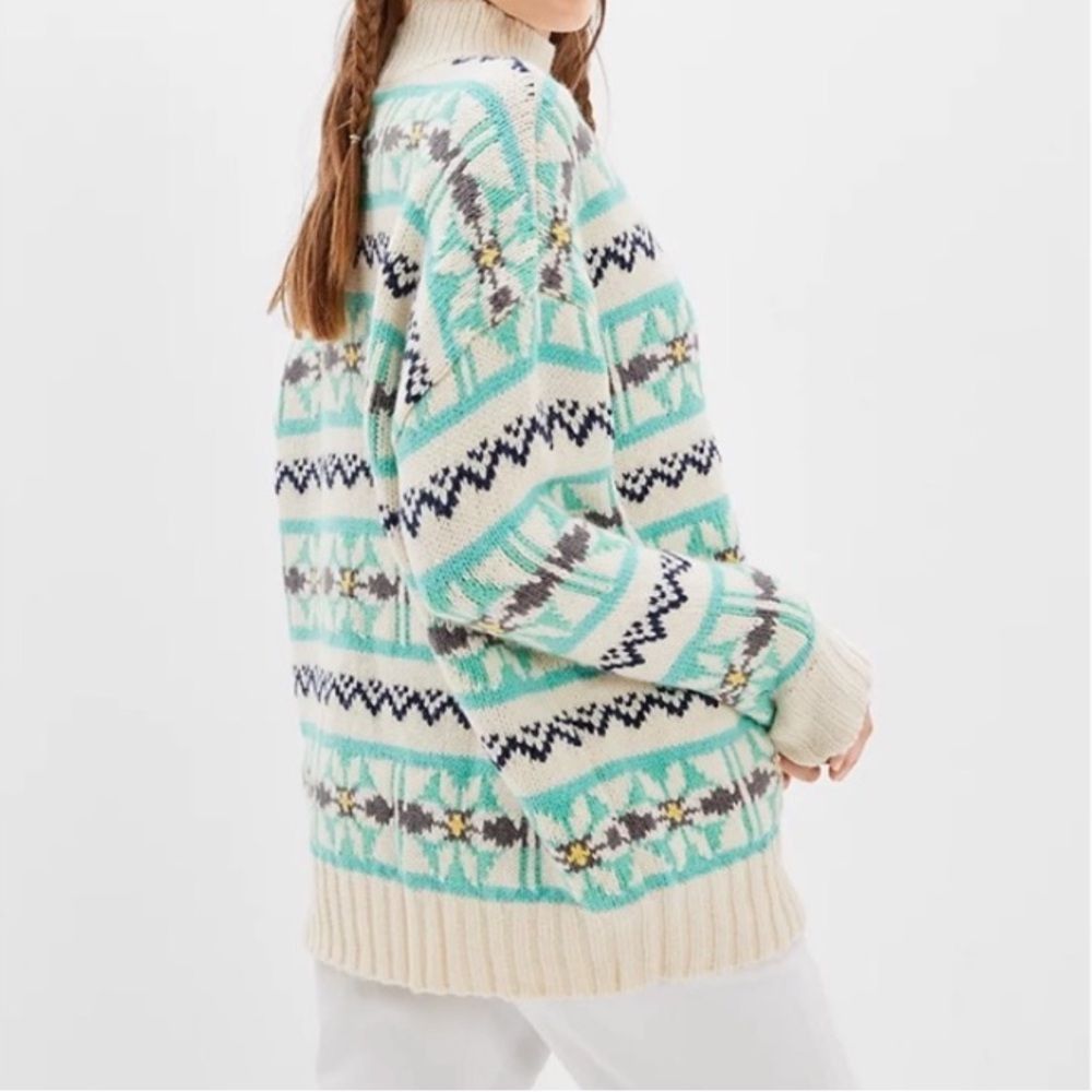 American Eagle Outfitters AEO oversized fairisle mock neck sweater Size XS / US 0-2 / IT 36-38 - 1 Thumbnail