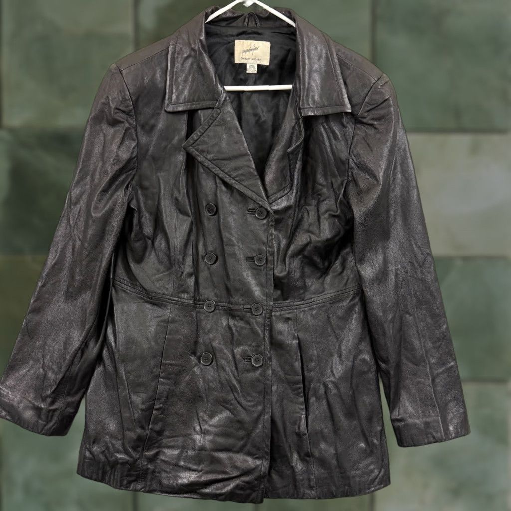 Ferrari VTG Jacqueline Ferrari Jacket Women Large Double Breasted 80s Lambskin Leather Size L / US 10 / IT 46 - 1 Thumbnail