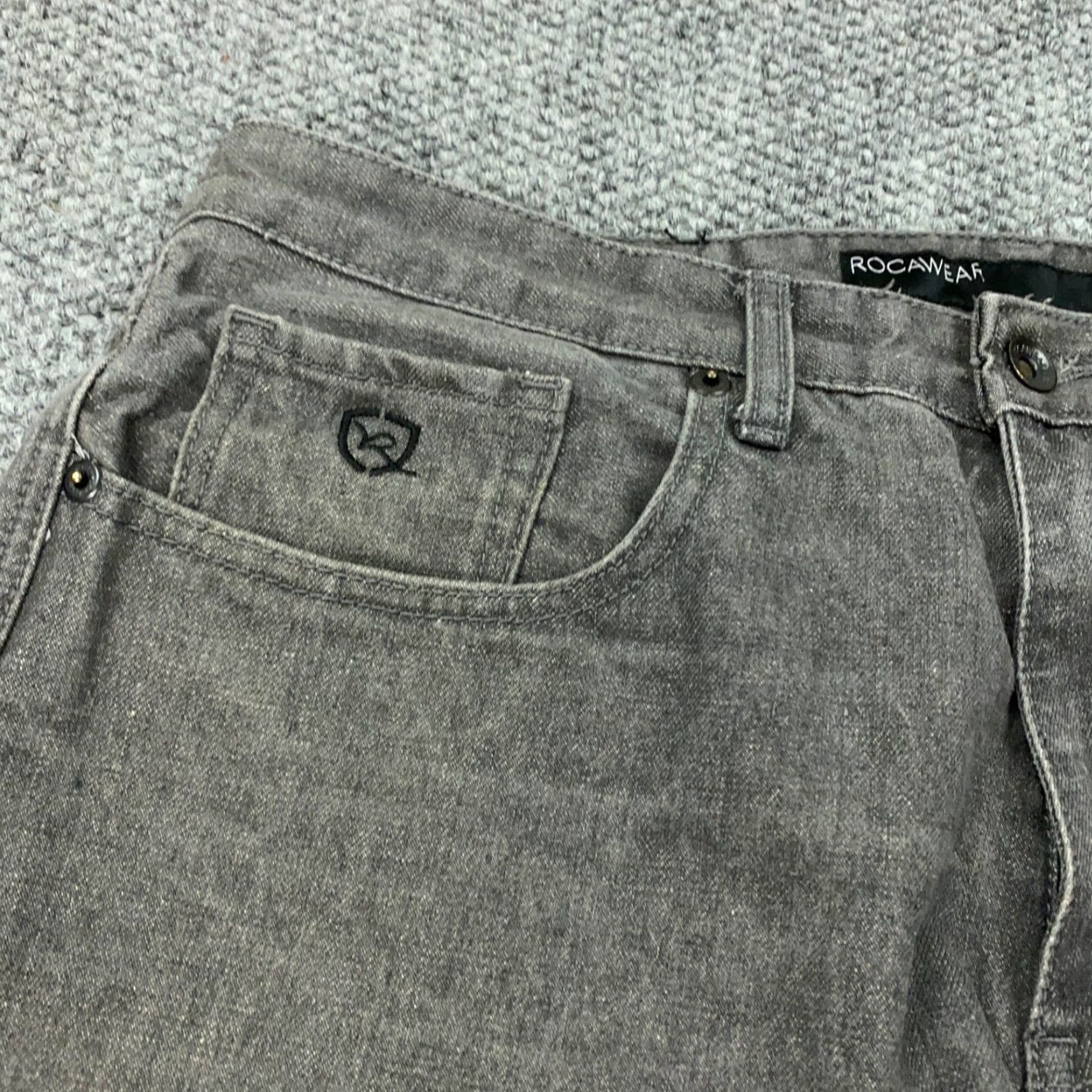 Rocawear VTG Rocawear Jeans Mens 36 Gray Denim Hip Hop 90s Y2K Straight 30in Inseam Mens Size US 35 - 3 Thumbnail