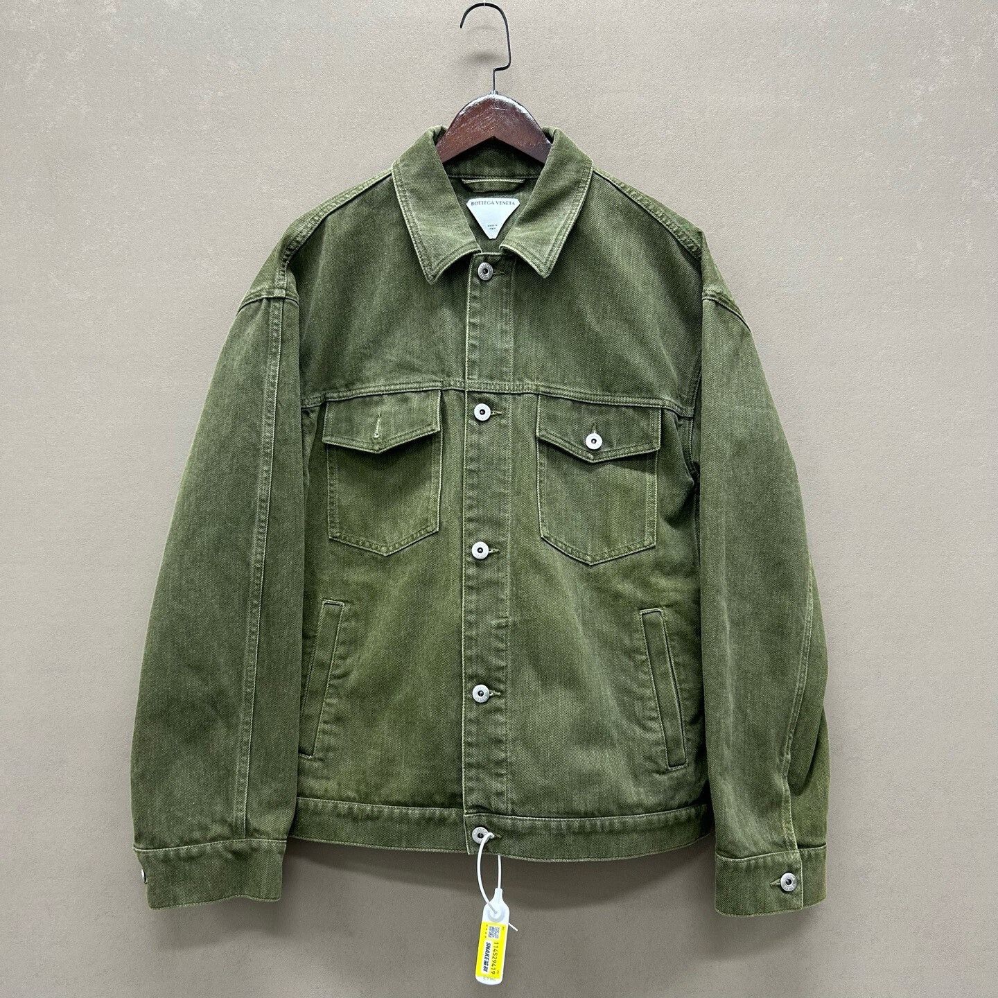 BV Olive Green Denim Jacket for Men