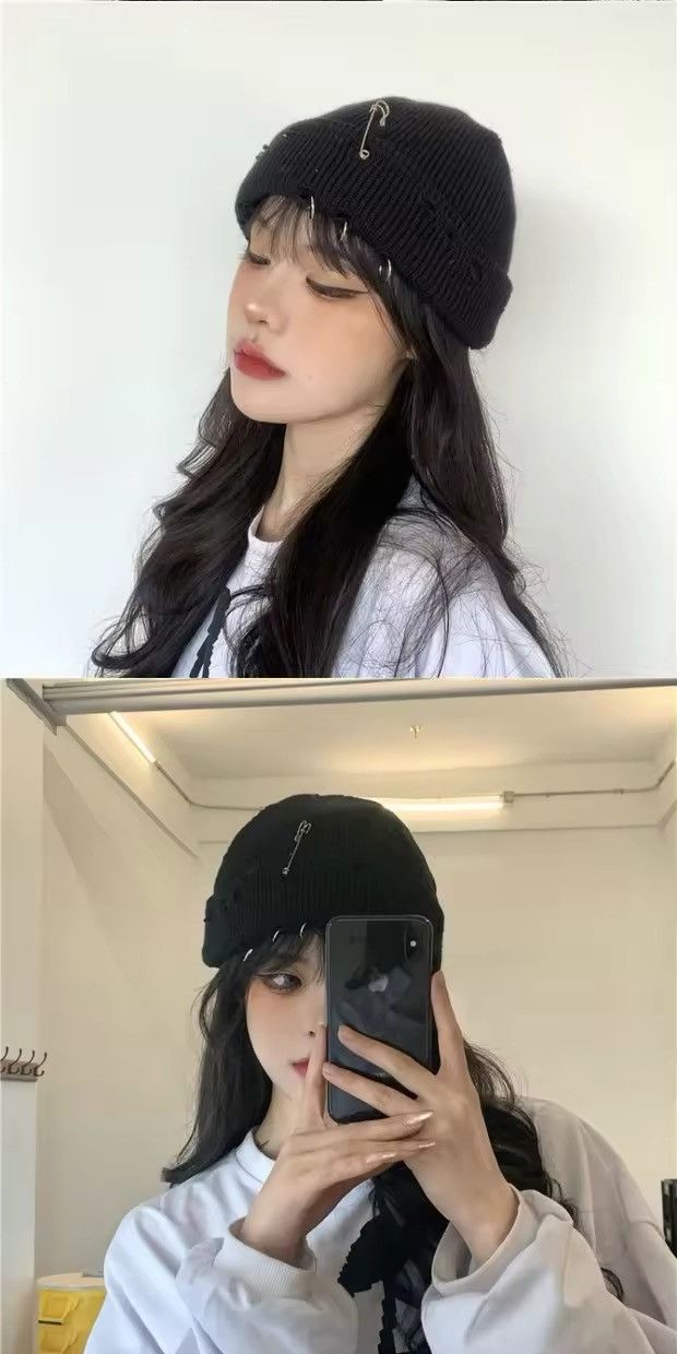 Jewelry × Vintage Y2K Knitted Hat Women Fashion Warm Thick Size ONE SIZE - 2 Thumbnail