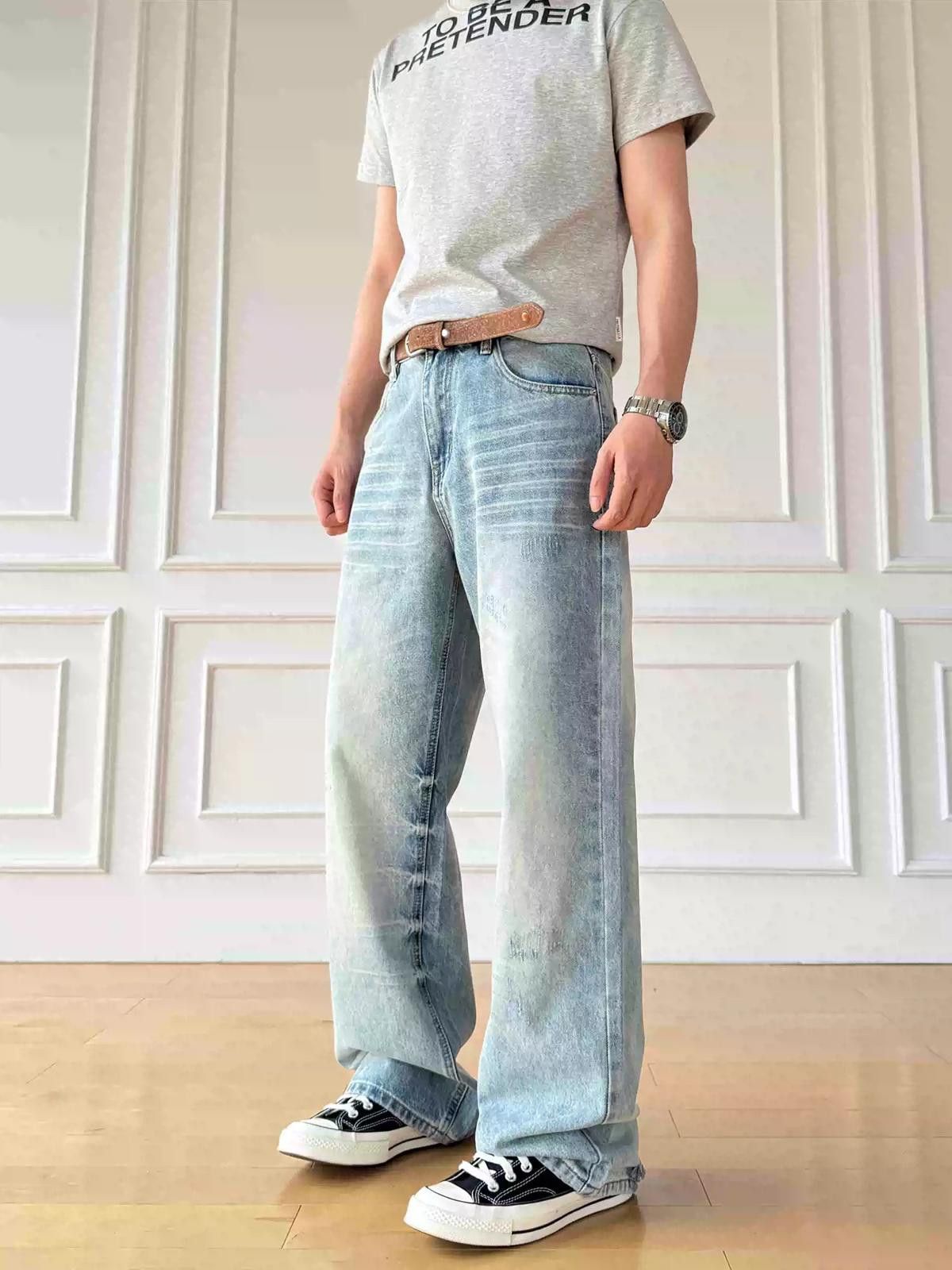 Vintage Whiskered Wide Leg Jeans Size US 32 / EU 48 - 4 Thumbnail
