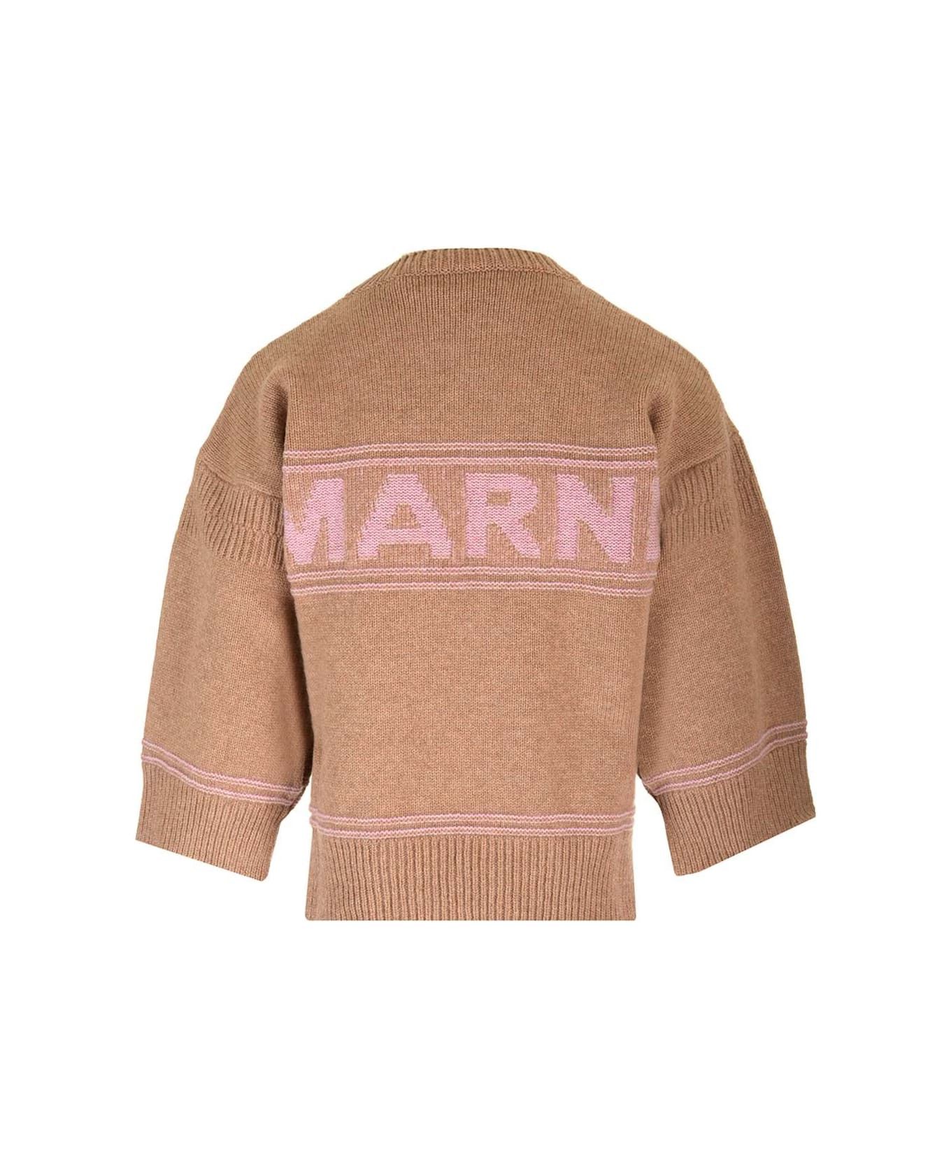 Marni o1y1125 Crewneck Sweater in Brown/Pink Size M / US 6-8 / IT 42-44 - 2 Thumbnail