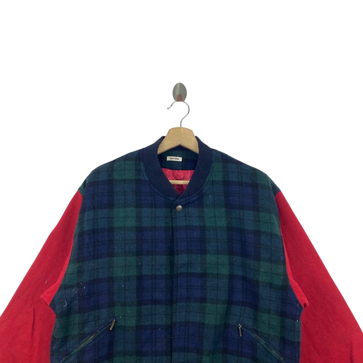 Vintage Vintage SARTORIA Plaid Bomber Jacket Sleeve Varsity Style Size US XL / EU 56 / 4 - 2 Thumbnail
