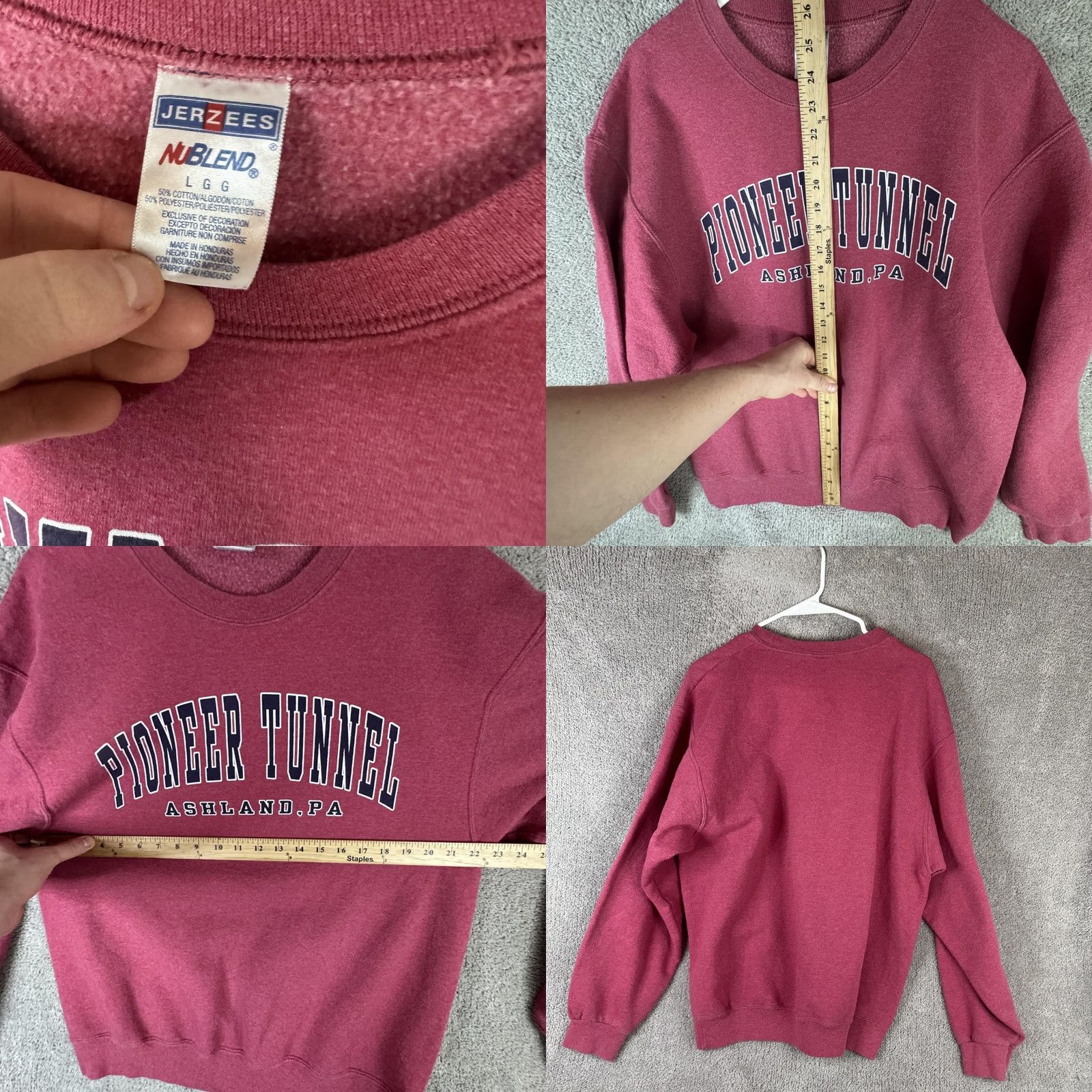 Jerzees Pioneer Tunnel Sweatshirt Mens Large Red Ashland PA Jerzees NuBlend Crew Neck Fleece Pullover Graphic Print Size US L / EU 52-54 / 3 - 8 Thumbnail