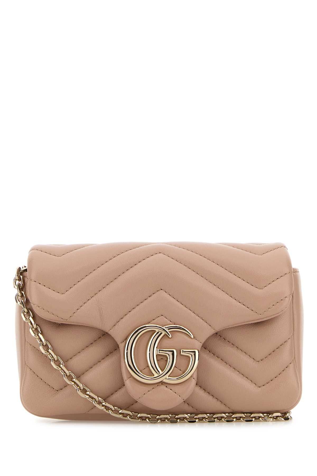 Gucci Powder Pink Leather Mini Gg Marmont Shoulder Bag Size ONE SIZE - 1 Thumbnail