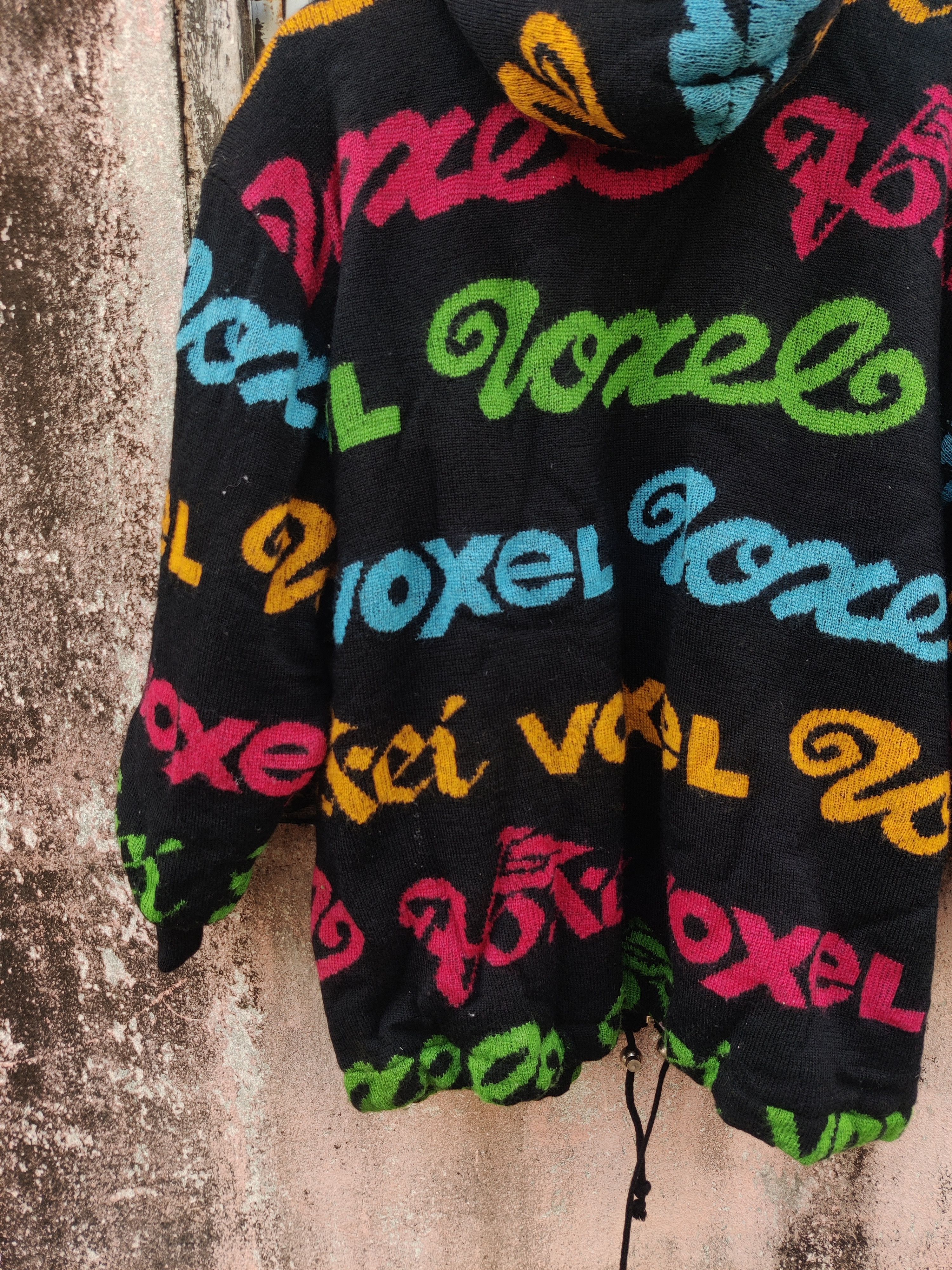 Japanese Brand Vintage Archival Voxel AOP Sherpa Lined Knit Hoodie Jacket Size US M / EU 48-50 / 2 - 5 Thumbnail