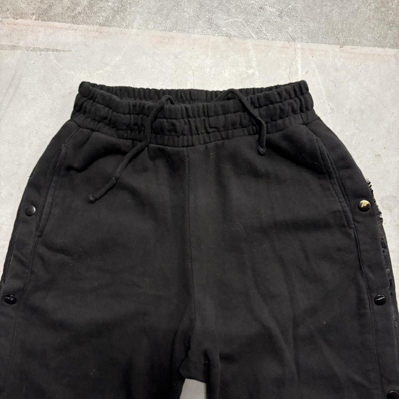 Japanese Brand × Vintage Crazy Vintage Y2K/2000s Baggy Black Wideleg Sweatpants with adjustable buttons! Size US 30 / EU 46 - 3 Thumbnail