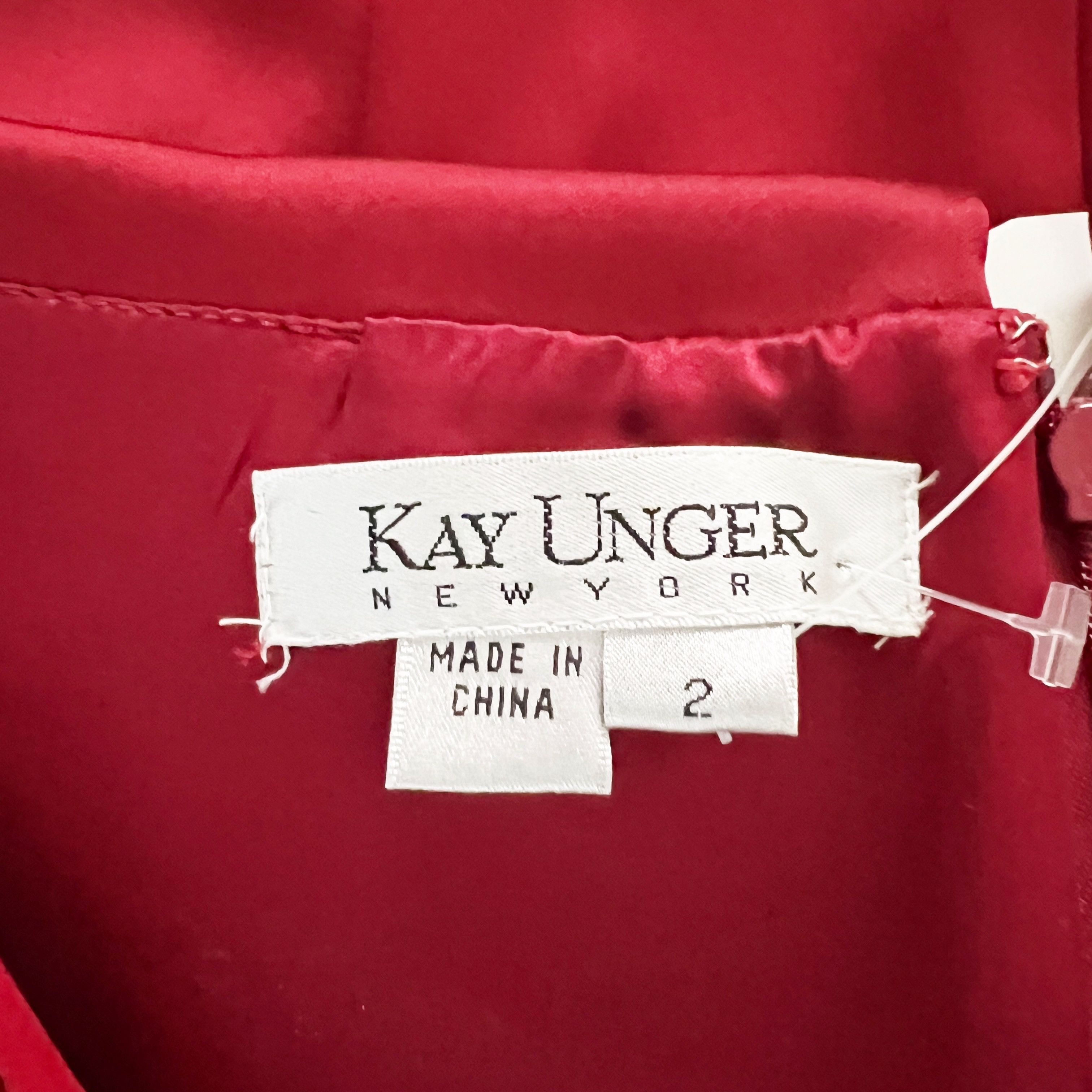 Other NEW Kay Unger Ruched Pleated Satin Foldover Size XS / US 0-2 / IT 36-38 - 2 Thumbnail
