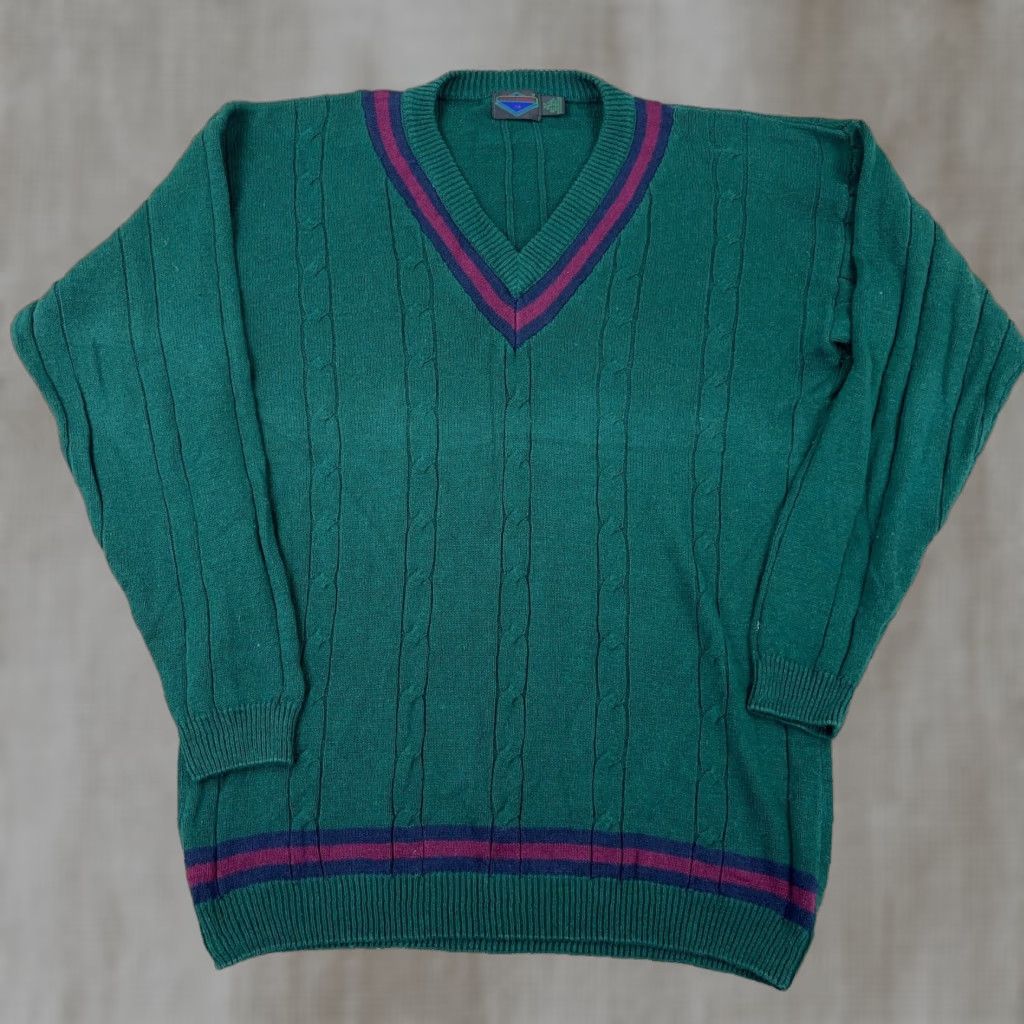 Vintage VINTAGE Etchings Sweater Men XLT Green Cable-Knit Pullover 90s Tennis Golf Mens Size US XL / EU 56 / 4 - 1 Thumbnail