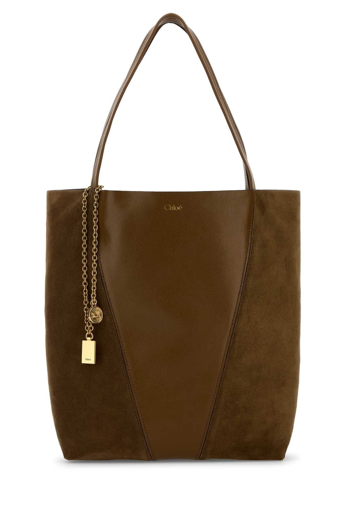 Chloe Brown Leather And Suede Chloã¨ Spin Shopping Bag Size ONE SIZE - 1 Thumbnail