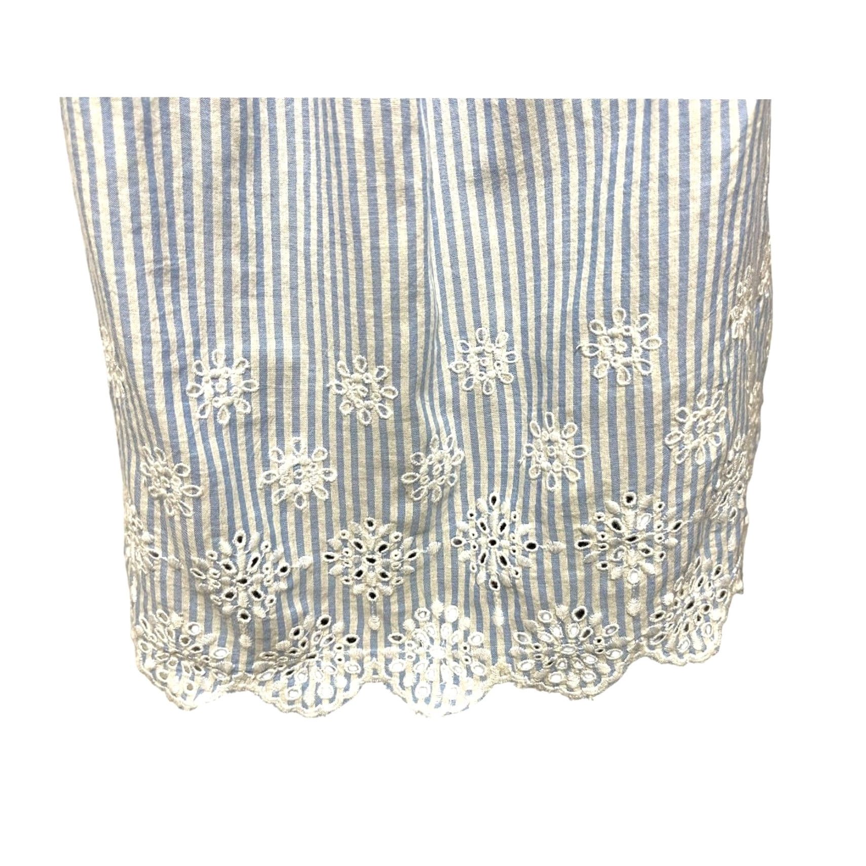 Loft Loft Shirt Women XS Flowy Striped Embroidered Blue White Womens Size XS / US 0-2 / IT 36-38 - 6 Thumbnail