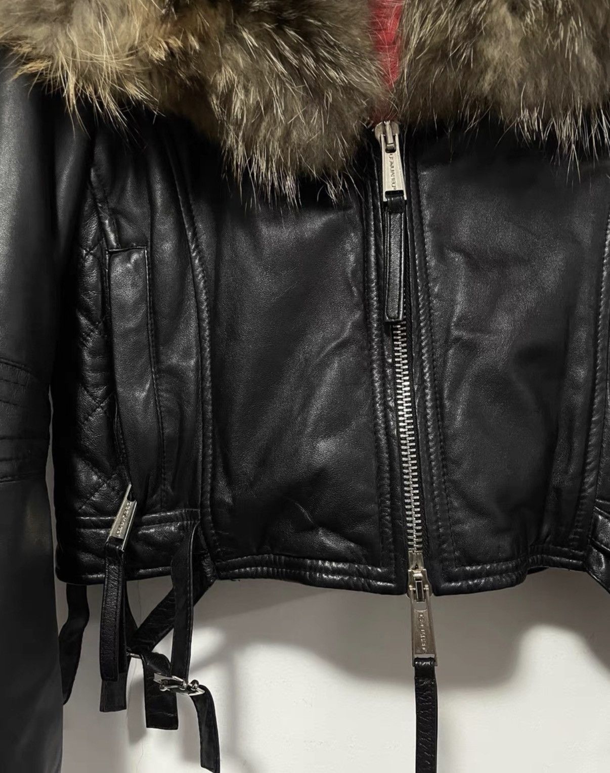 Dsquared2 Dsquared2 Oversized Fur Collar Short Leather Biker Jacket Size US M / EU 48-50 / 2 - 4 Thumbnail