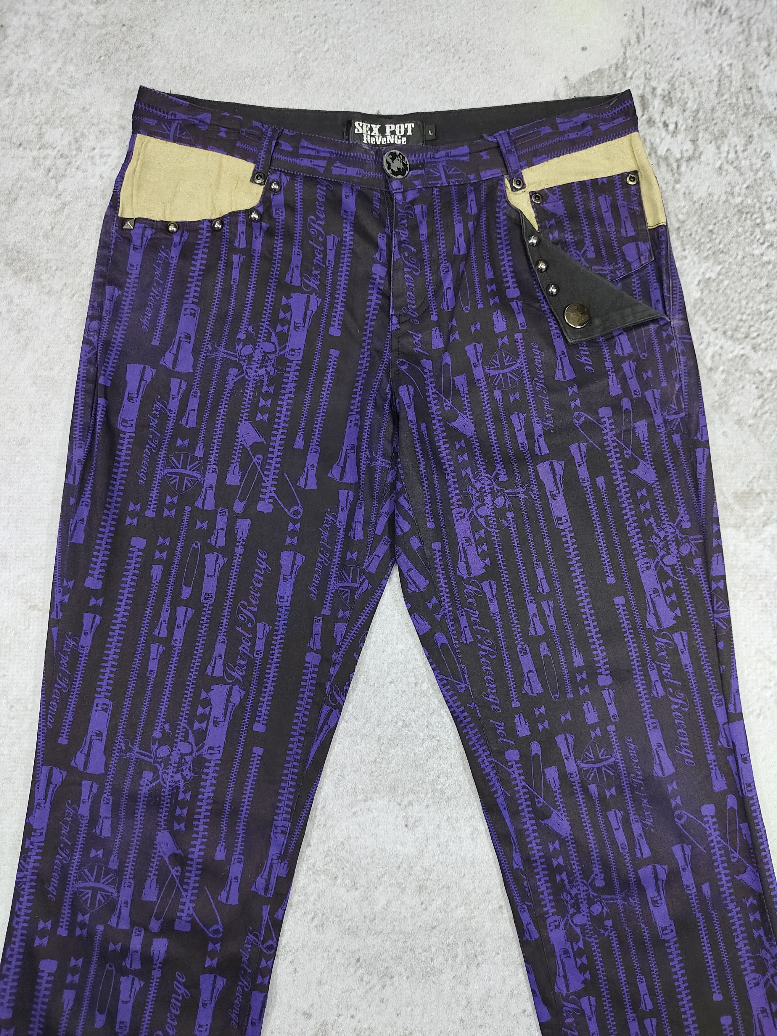 Sex Pot ReVeNGe 00s Sex Pot Revenge🇯🇵Archive Zipper Print Punk Skinny Pant Size US 30 / EU 46 - 2 Thumbnail
