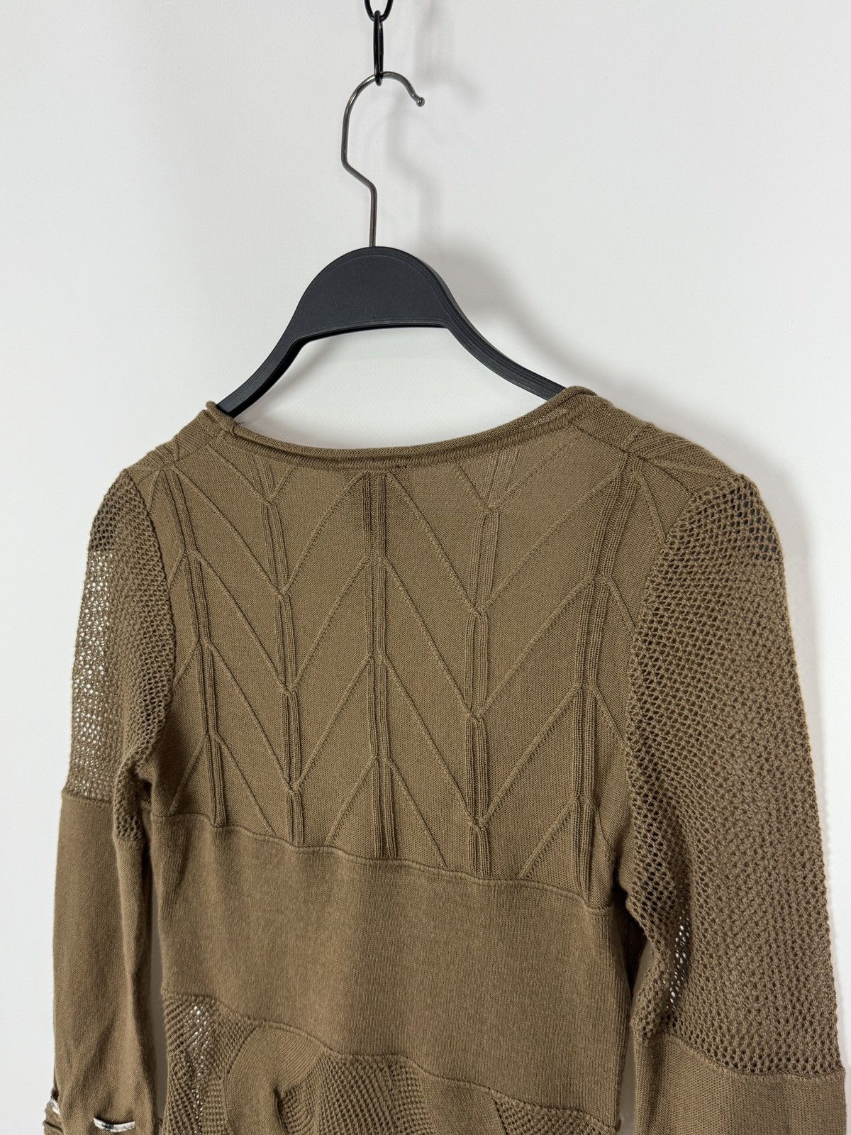 Just Cavalli Y2K Vintage Just Cavalli Brown Fishnet Knitted V-Neck Top 38 Size XS / US 0-2 / IT 36-38 - 9 Thumbnail