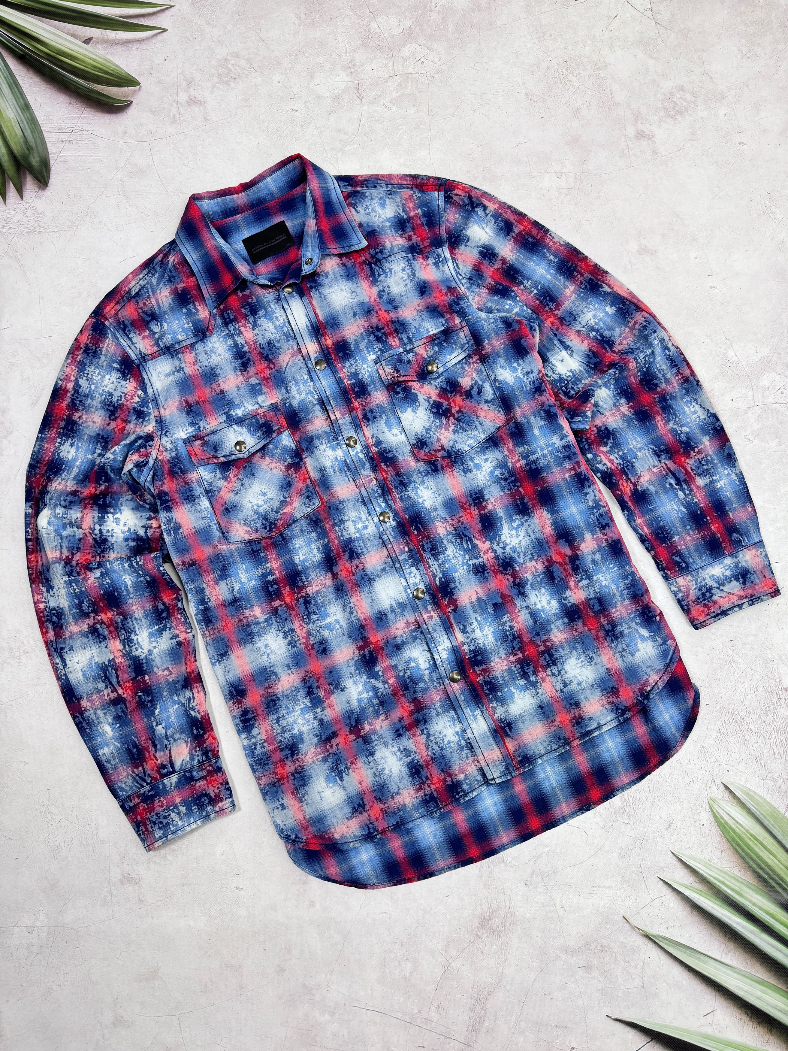 Diesel × Diesel Black Gold Diesel Black Gold Shirt Western Snap Checkered Designed Size US L / EU 52-54 / 3 - 1 Thumbnail