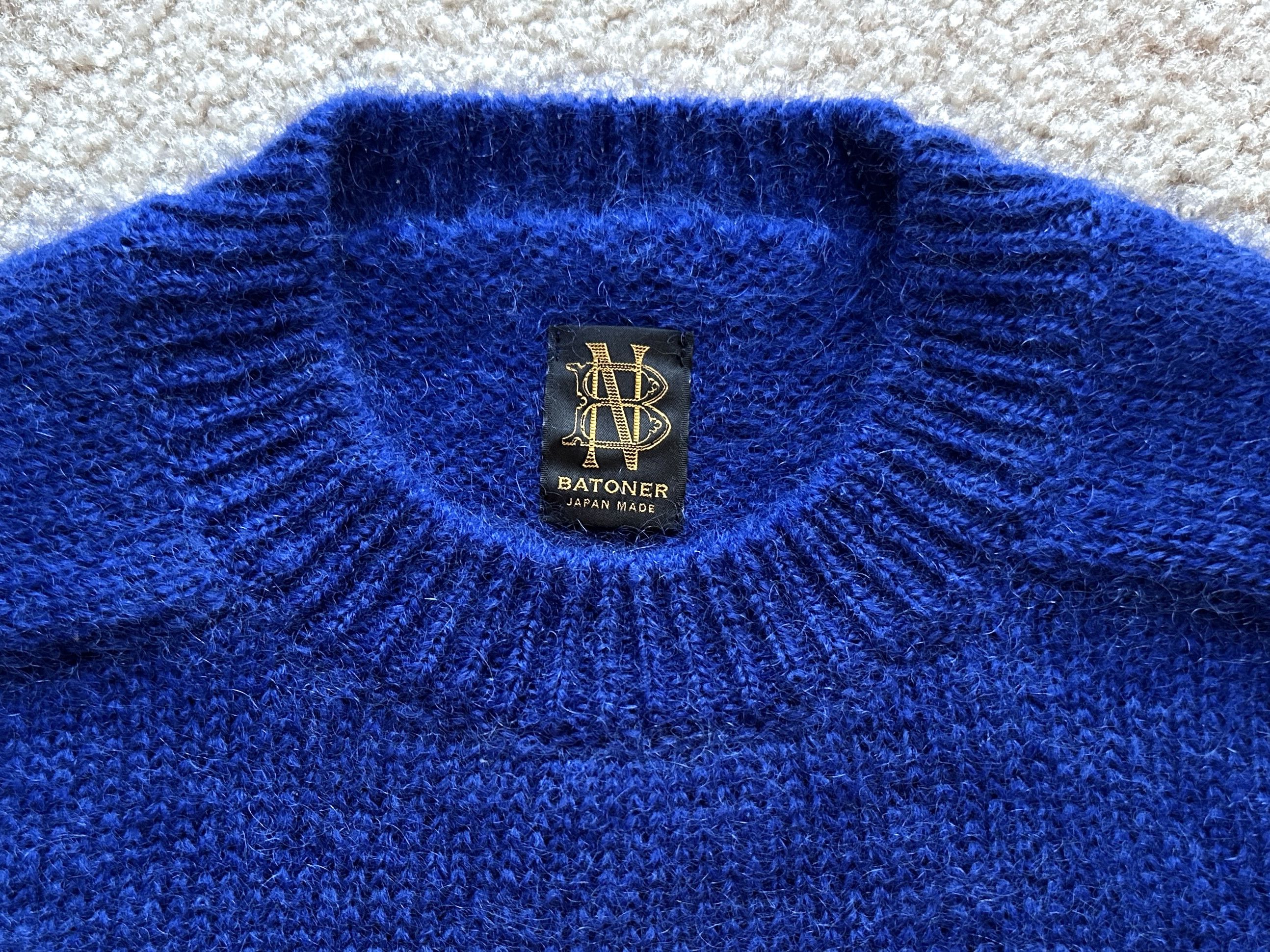 Batoner Batoner Pure 100% Mohair Blue Crewneck Wool Sweater Size US L / EU 52-54 / 3 - 3 Thumbnail