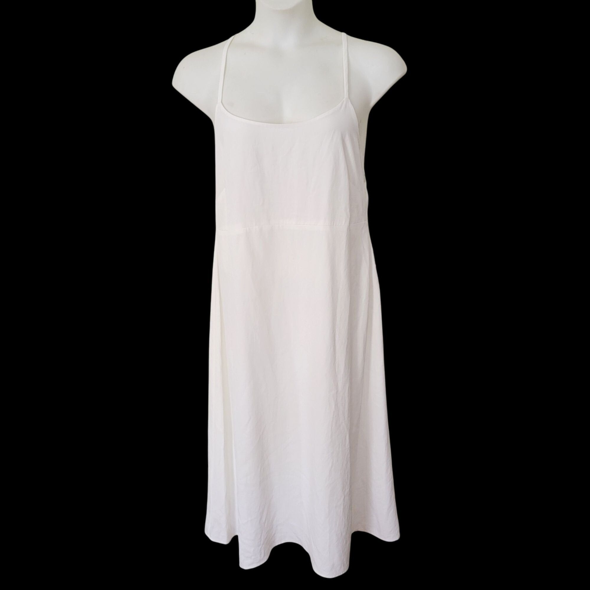 Everlane Everlane 14 White Midi Japanese GoWeave Cross Back Slip Dres Size XL / US 12-14 / IT 48-50 - 1 Thumbnail