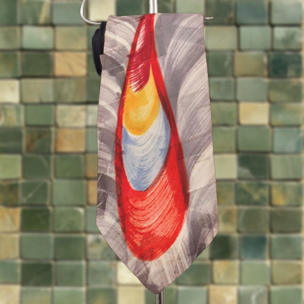 Vintage VTG Bovis Necktie Shirt 1940s Men Blue Red Hand Painted 40s Tie Size ONE SIZE - 1 Thumbnail