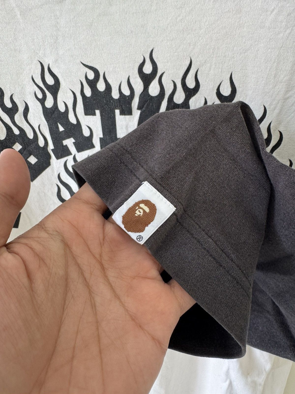 Bape VINTAGE BAPE FONT FIRE LOGO 3/4 SLEEVE T SHIRT Size US L / EU 52-54 / 3 - 8 Thumbnail