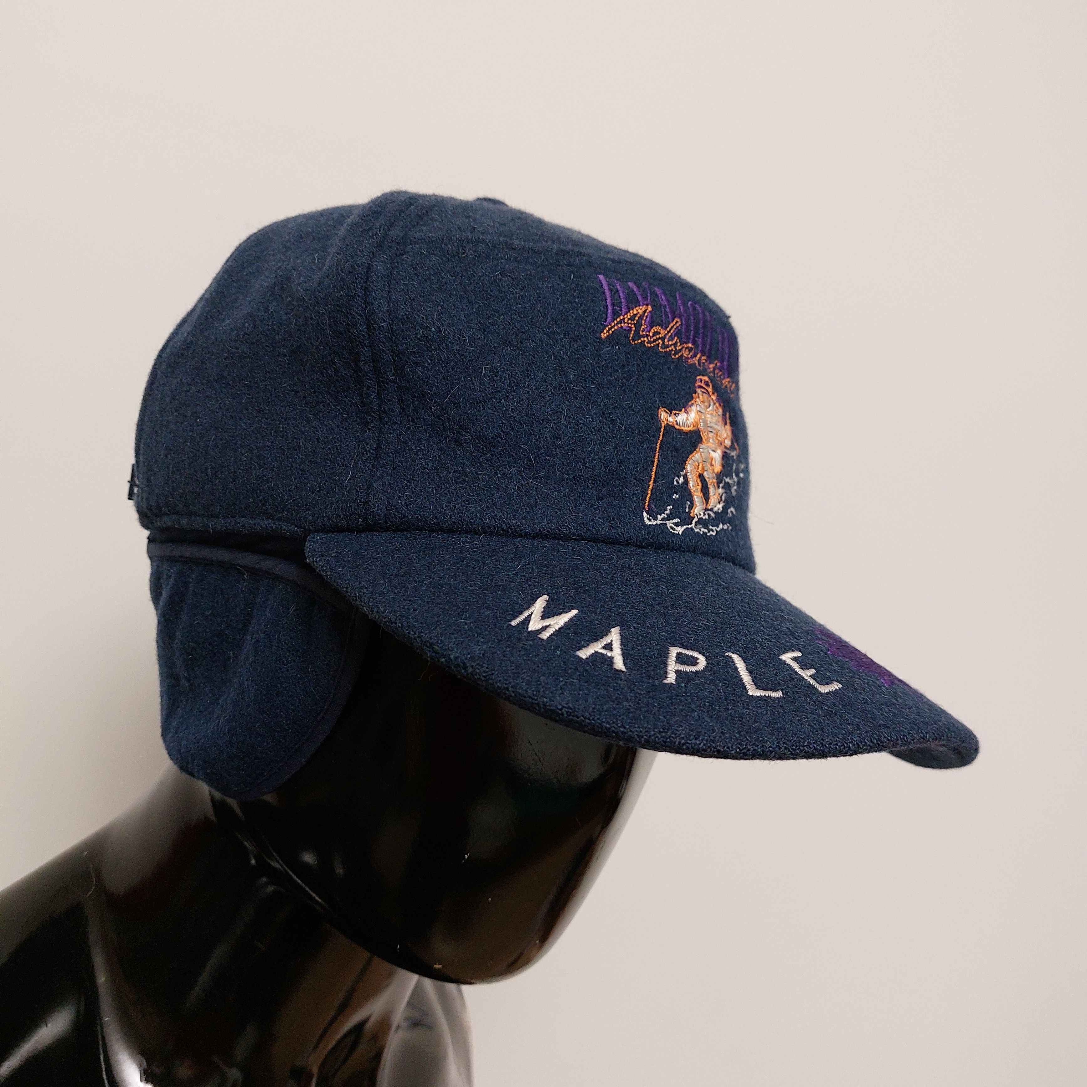 Vintage Flip-Down Ski Cap Wool Blend