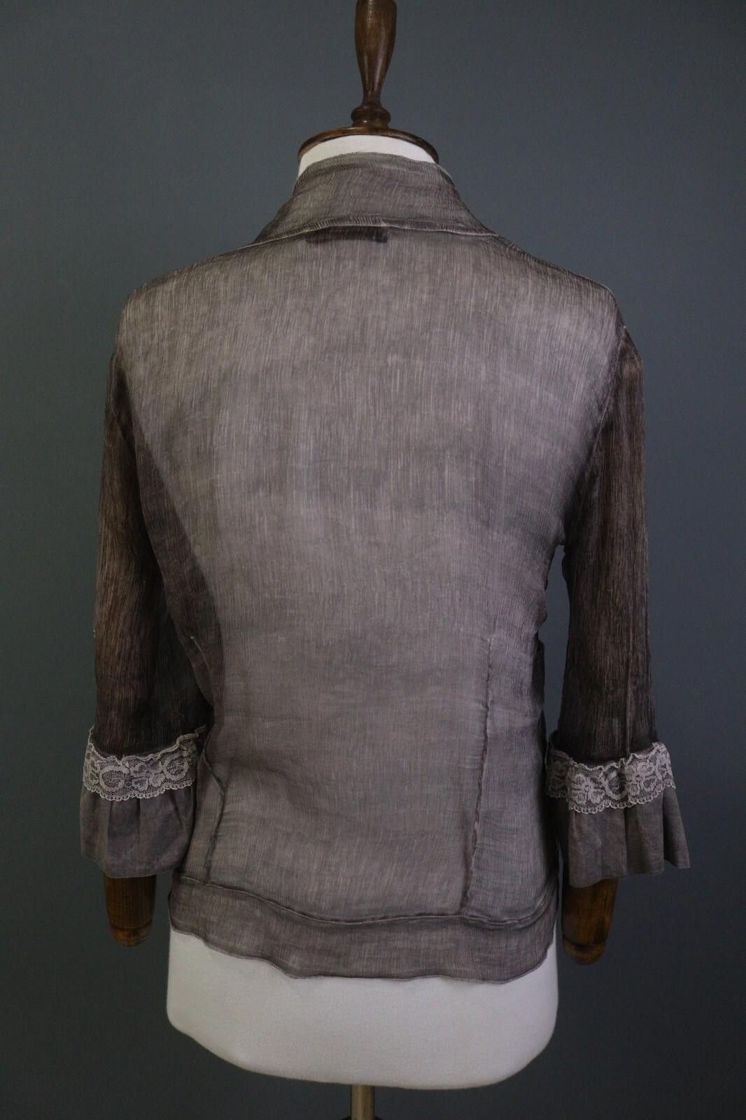 Designer VTG Elisa Cavaletti Brown 100% Silk Blazer Top Size S Size S / US 4 / IT 40 - 11 Thumbnail