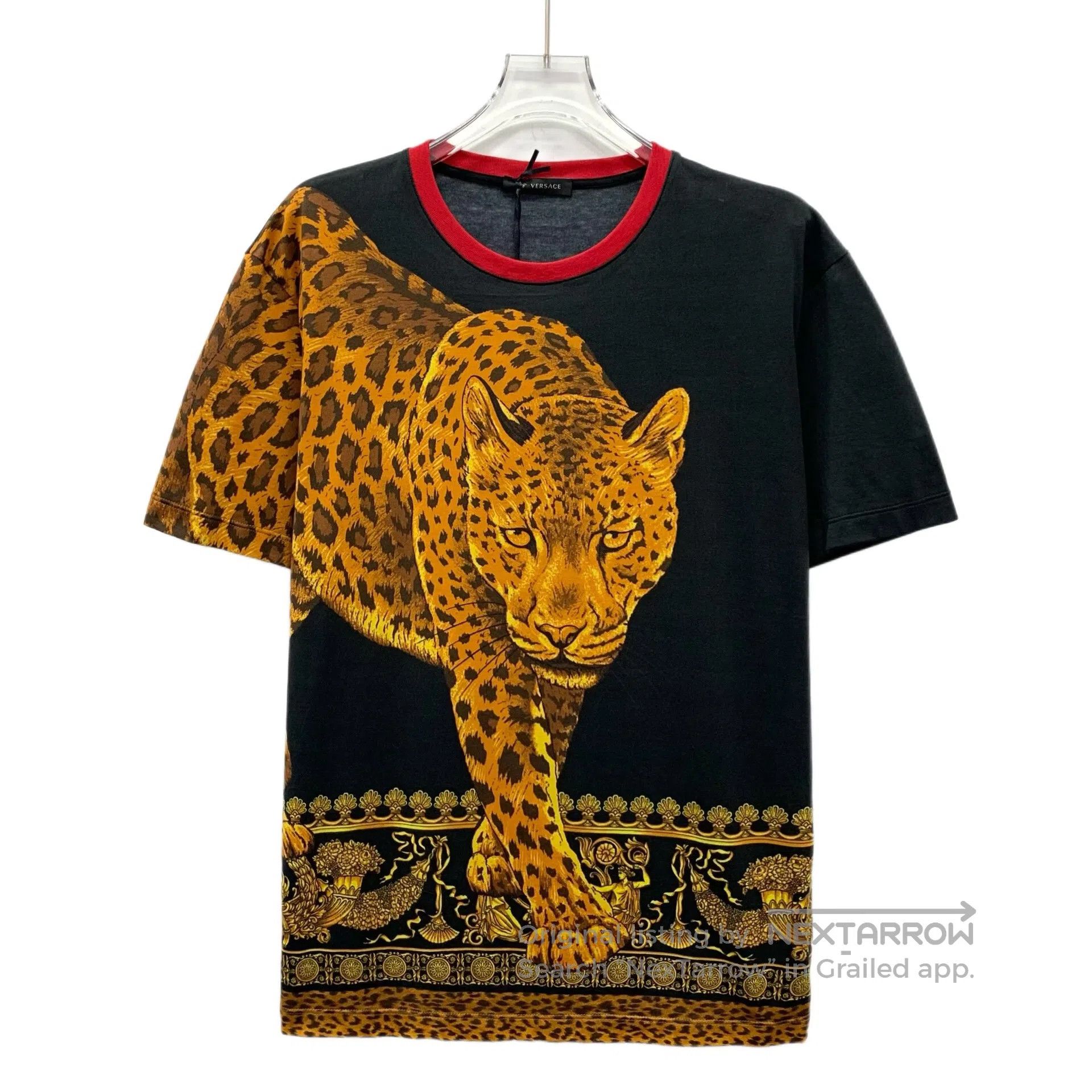 Versace Versace Black Leopard Print Cotton Crew Neck Short Sleeve Size US L / EU 52-54 / 3 - 1 Thumbnail