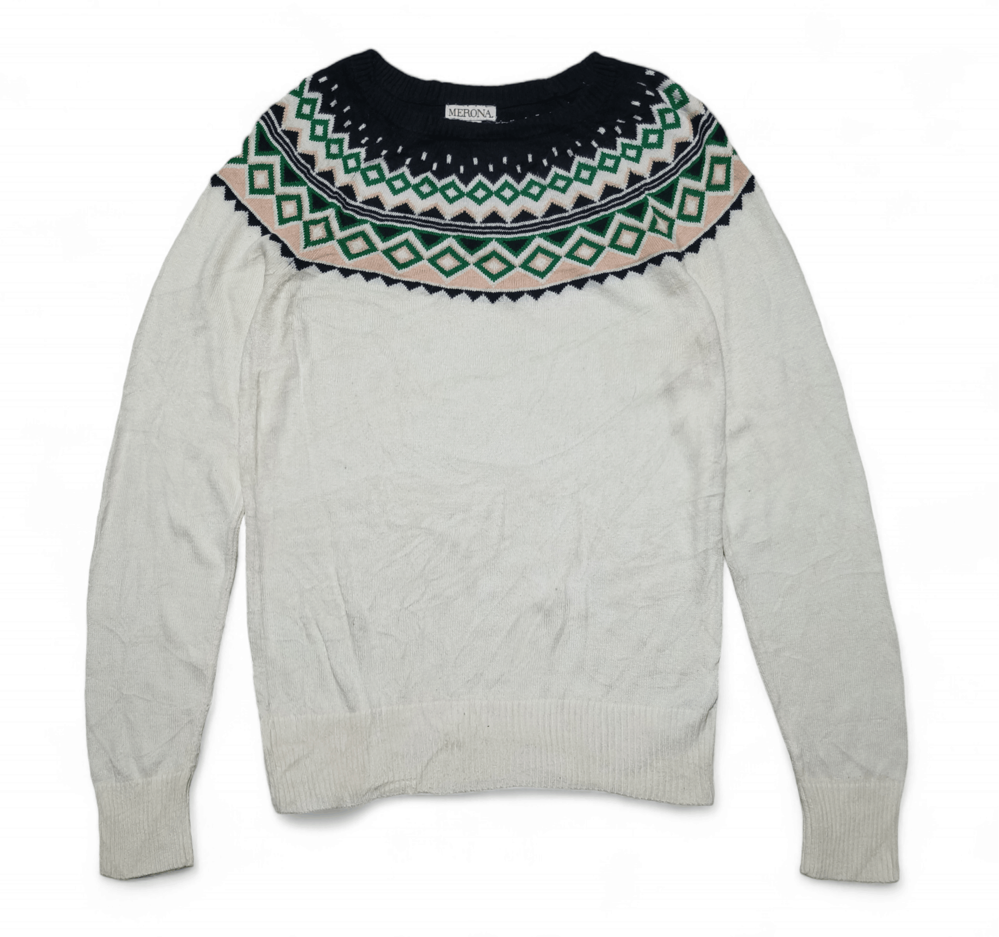Merona Vintage MERONA Women's Ethnic Motifs Knit Crewneck Sweater Size M / US 6-8 / IT 42-44 - 2 Thumbnail
